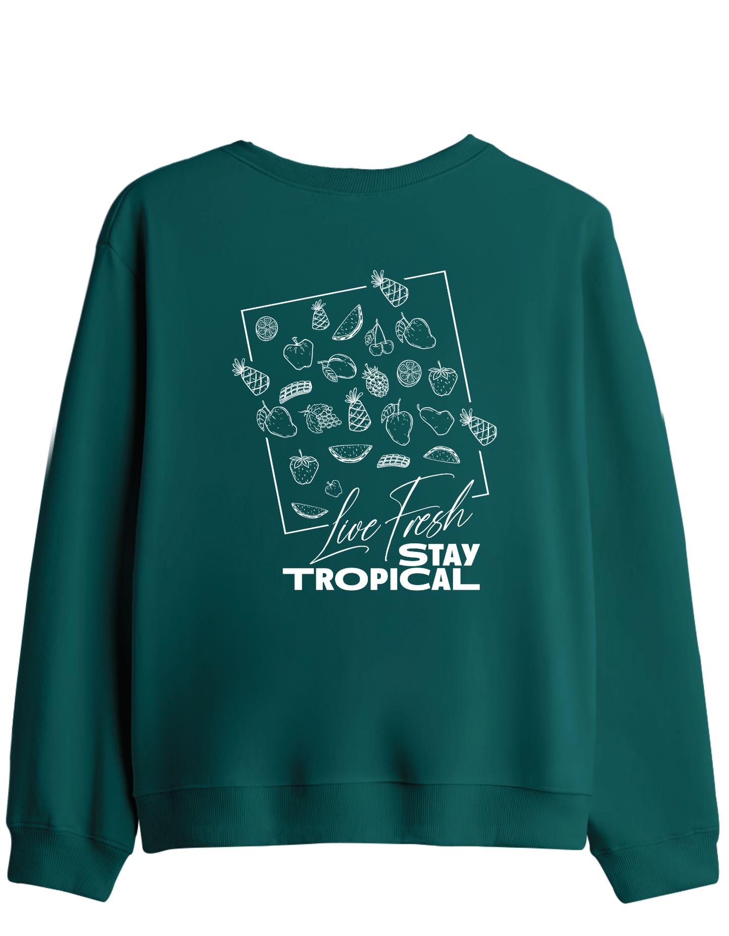Tropical Baskılı Bisiklet Yaka Sweatshirt