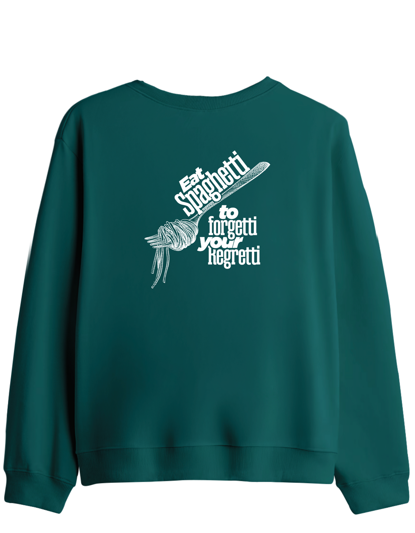 Spaghetti Baskılı Bisiklet Yaka Sweatshirt