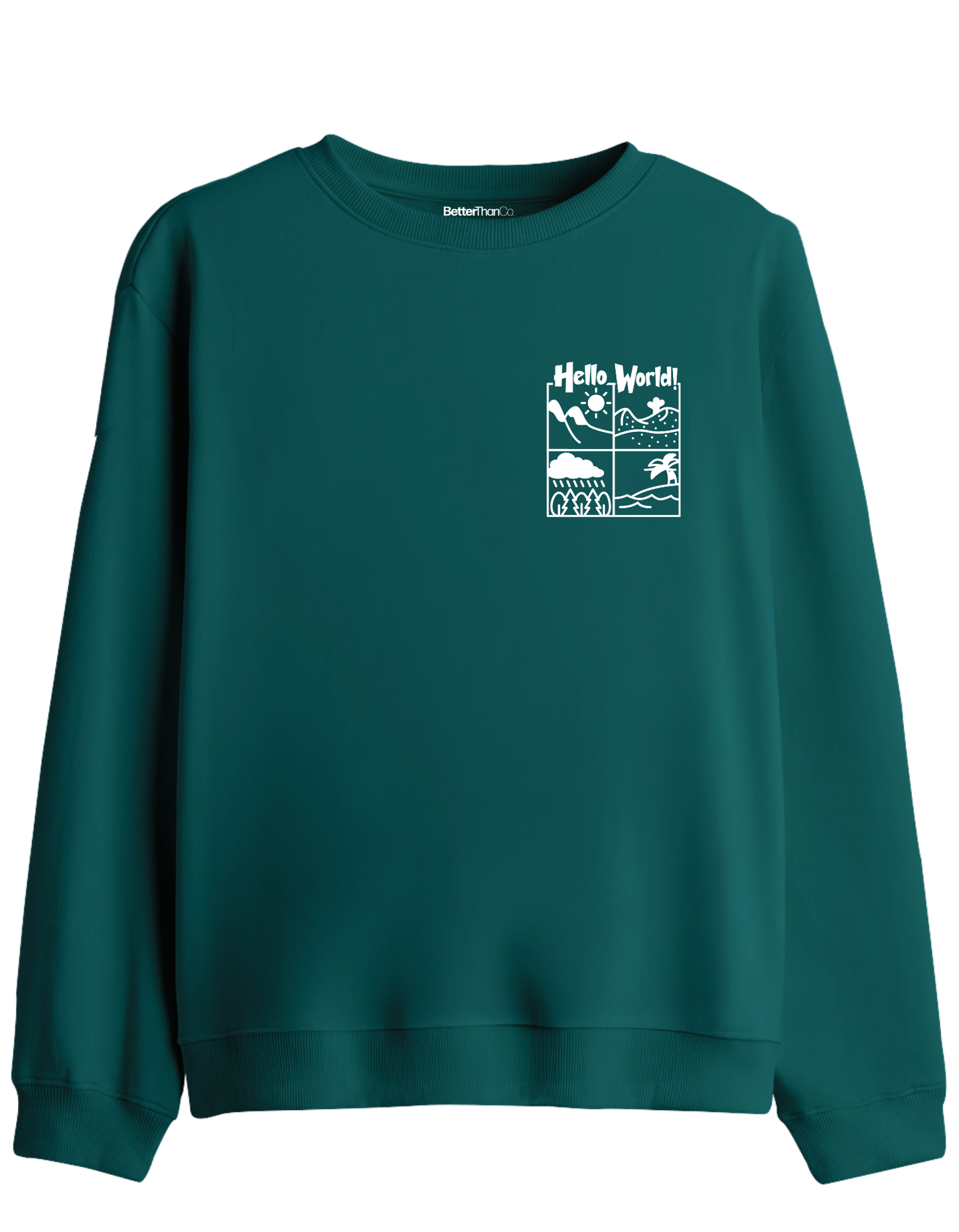 Hello World Baskılı Bisiklet Yaka Sweatshirt