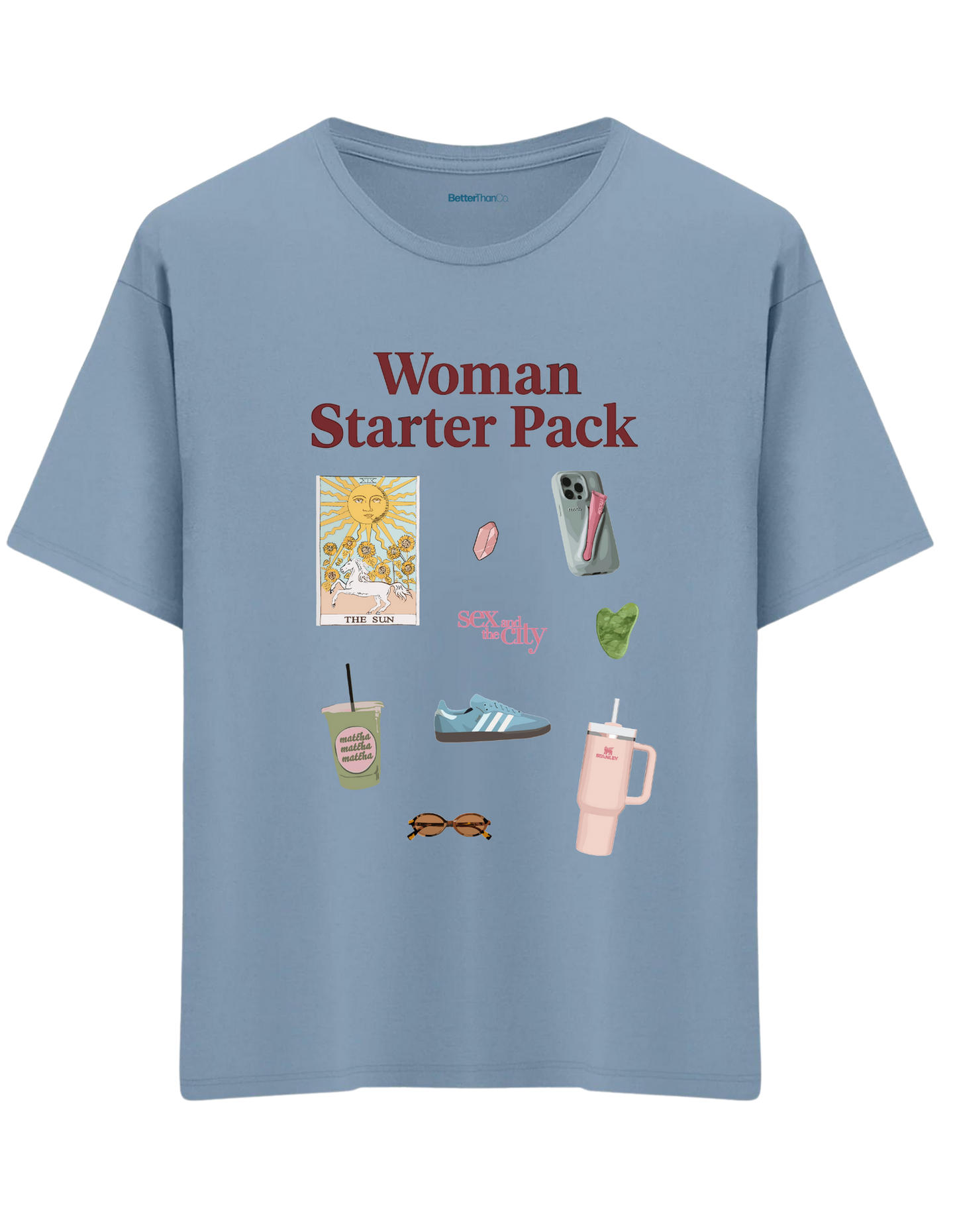 Woman Starter Pack Baskılı Bisiklet Yaka Oversize T-shirt