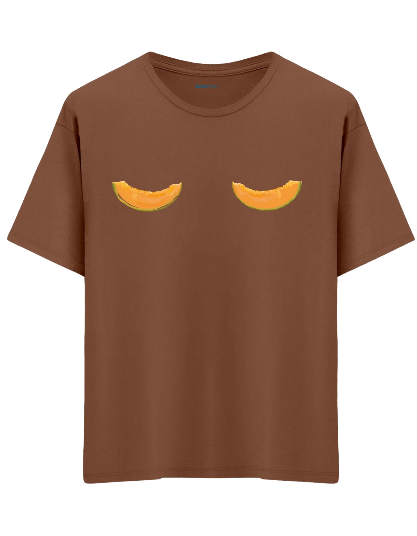 Melon Baskılı Bisiklet Yaka Oversize T-shirt