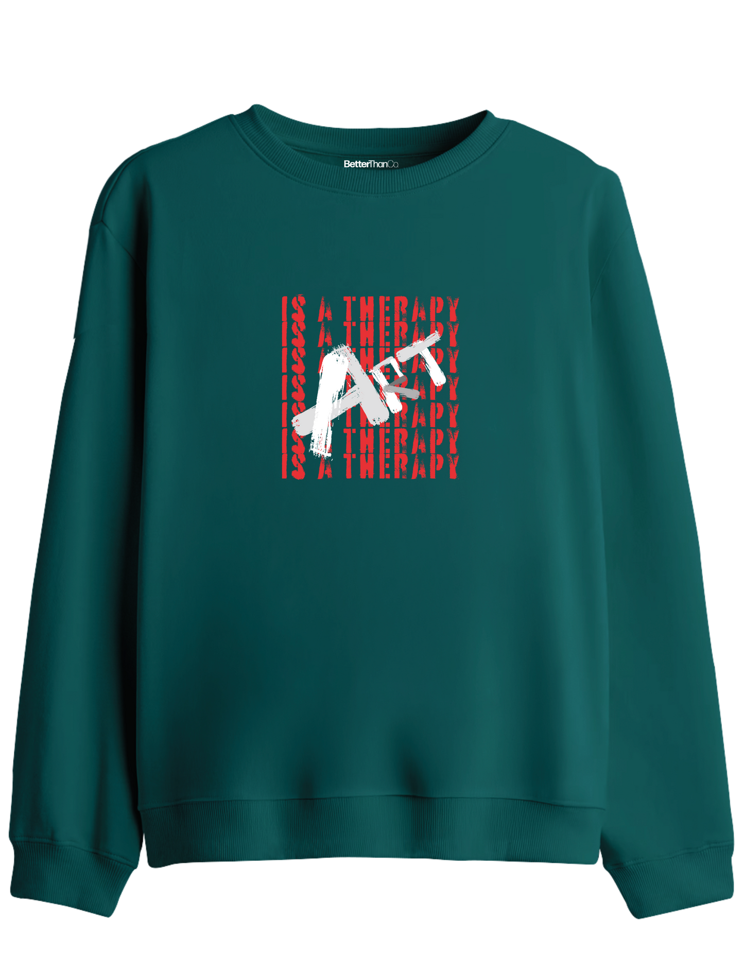 Art Is a Therapy Baskılı Bisiklet Yaka Sweatshirt