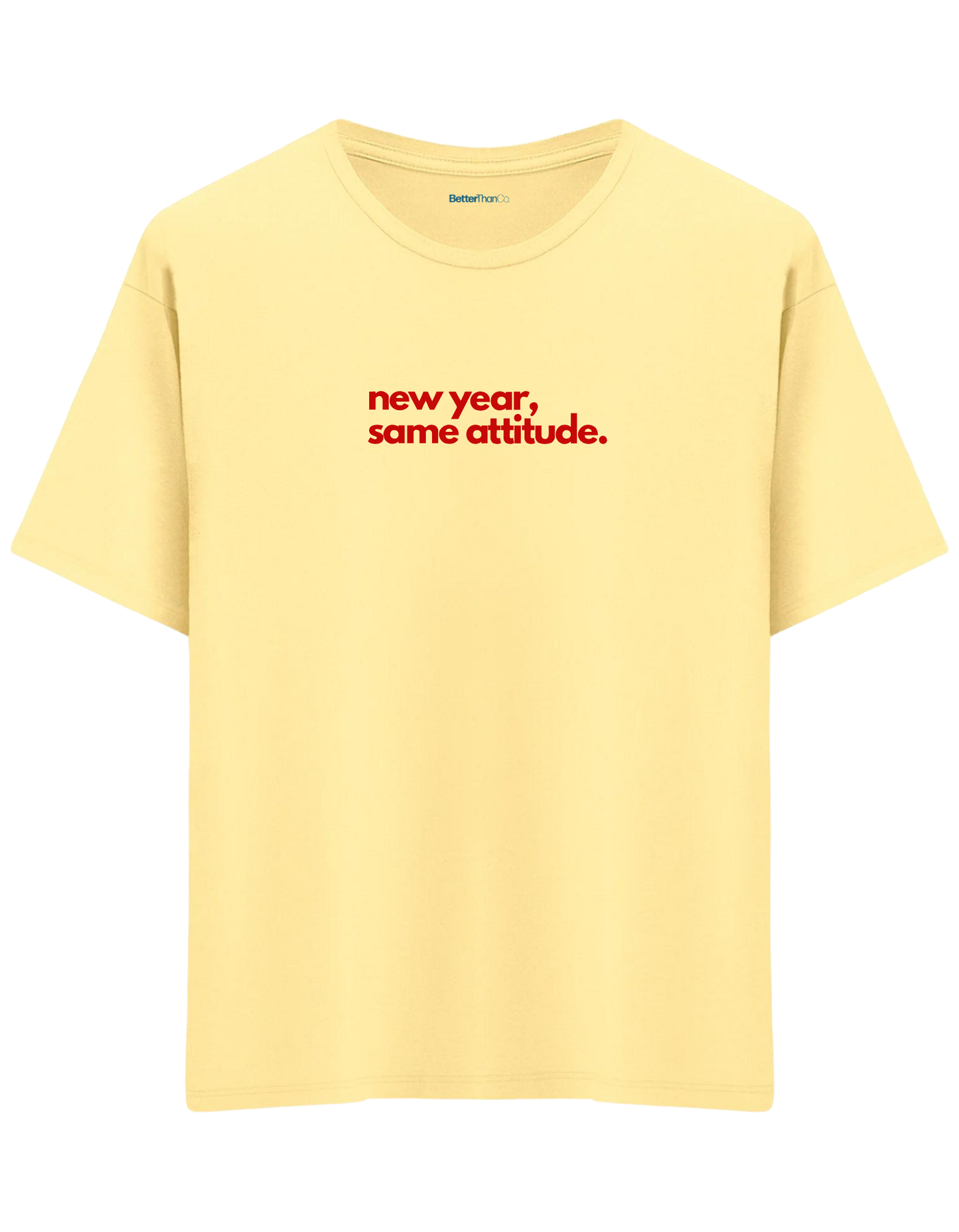 Happy New Year Baskılı Bisiklet Yaka Oversize T-shirt