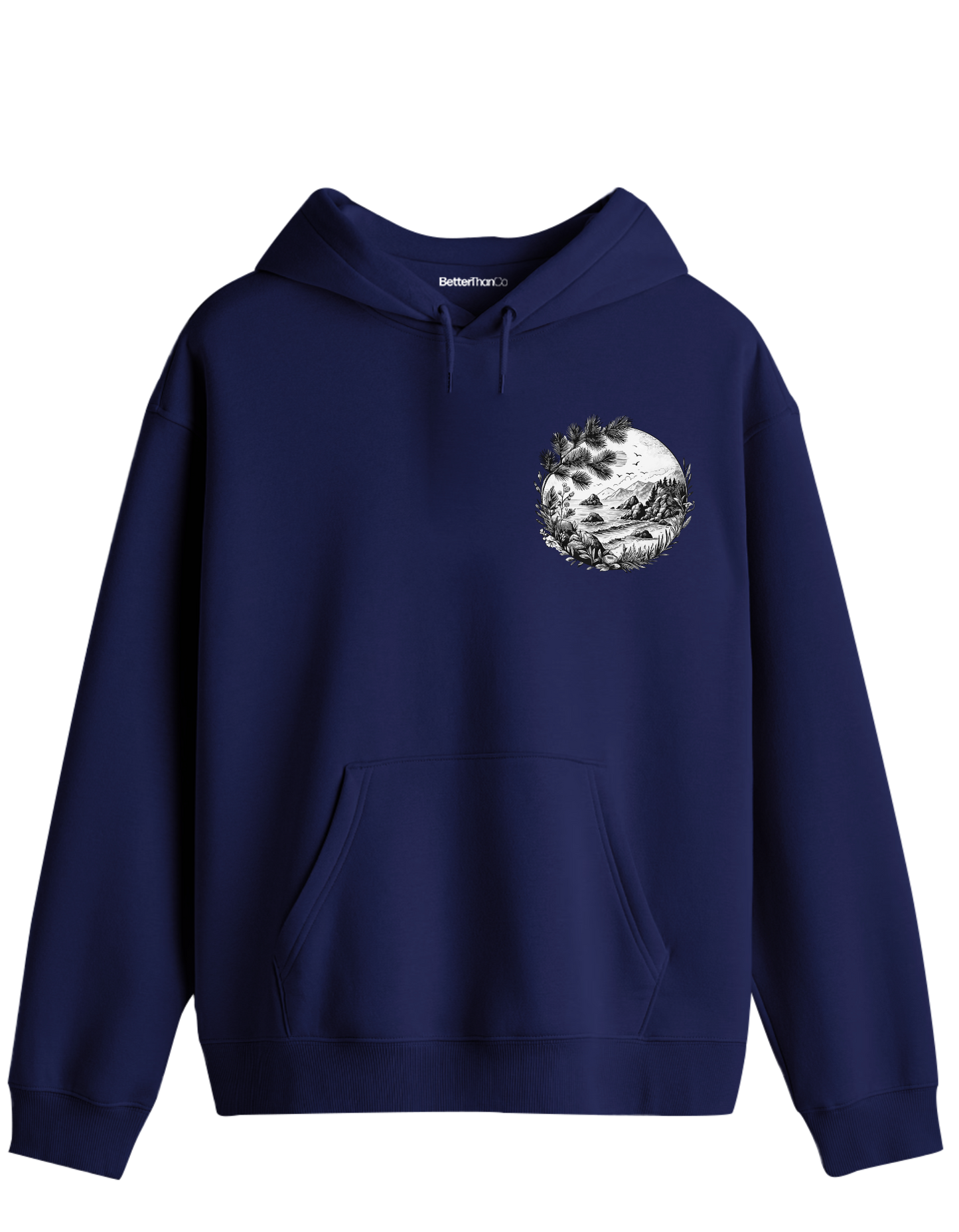 Nature Baskılı Unisex Kapüşonlu Yaka Hoodie