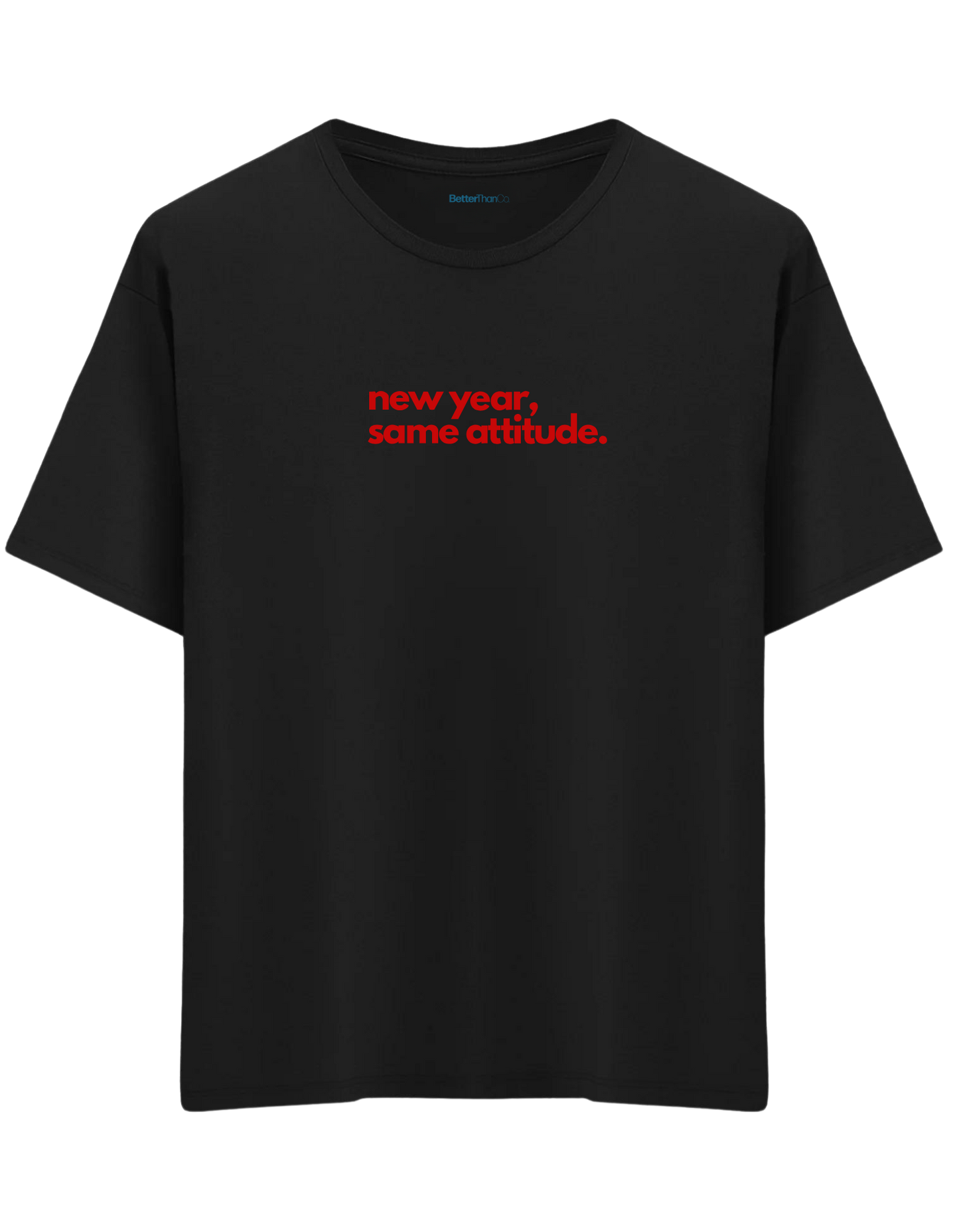 Happy New Year Baskılı Bisiklet Yaka Oversize T-shirt