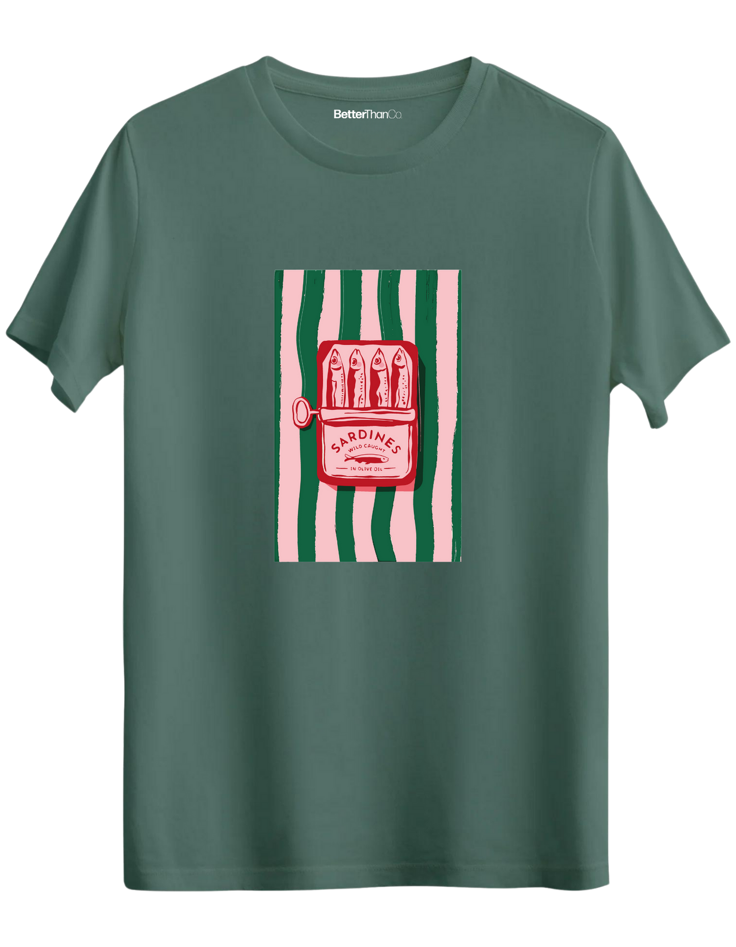 Sardines Baskılı Bisiklet Yaka Regular T-shirt