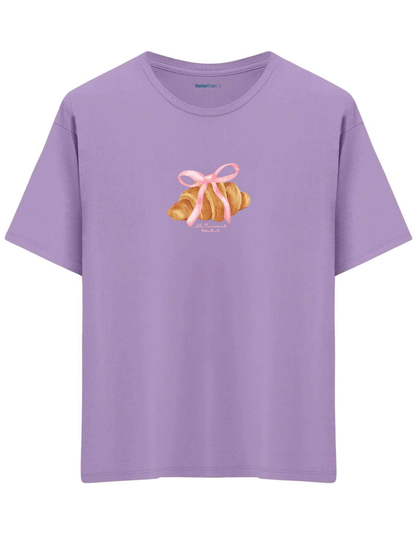 Kruvasan Baskılı Bisiklet Yaka Oversize T-shirt