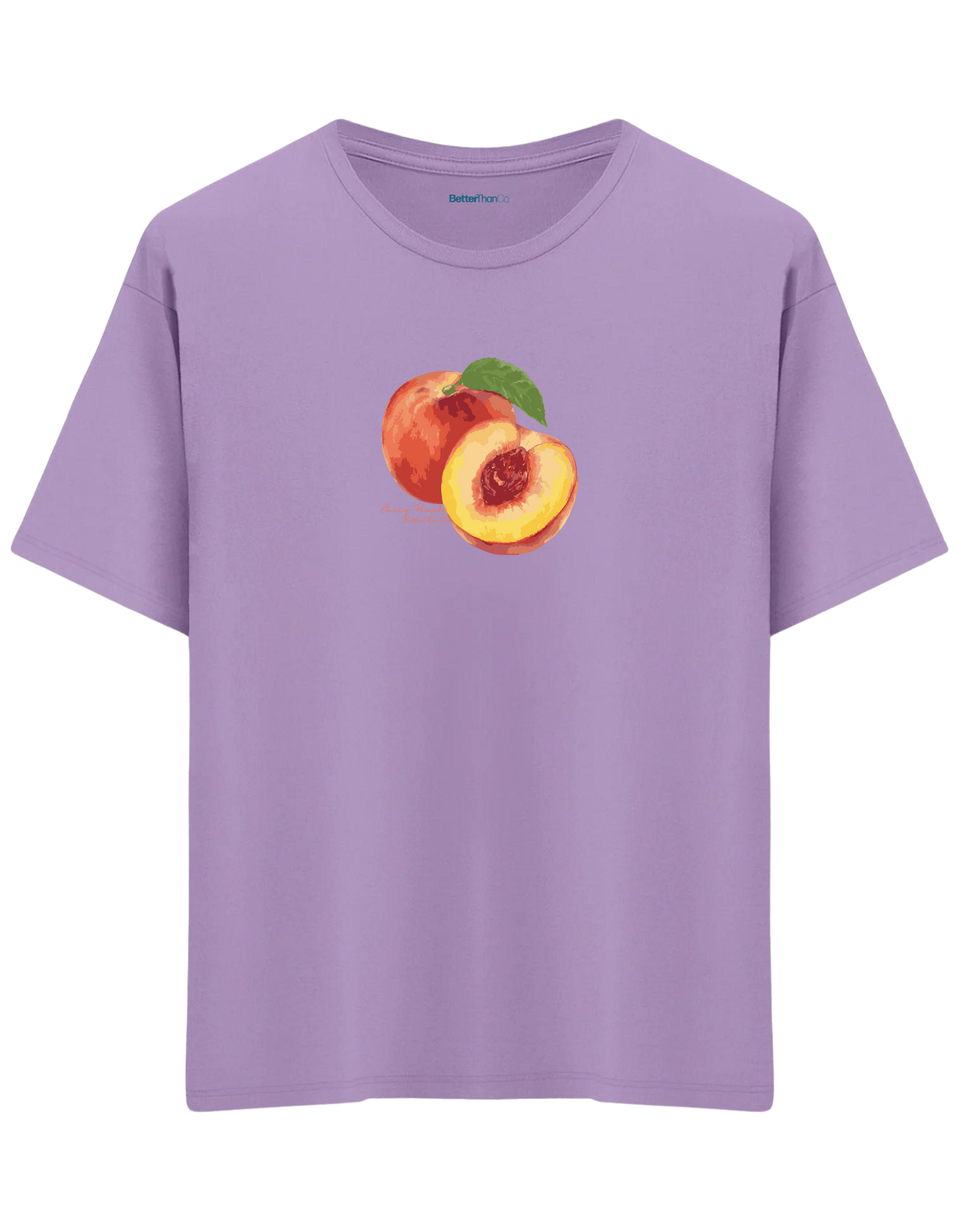 Peach Baskılı Bisiklet Yaka Oversize T-shirt