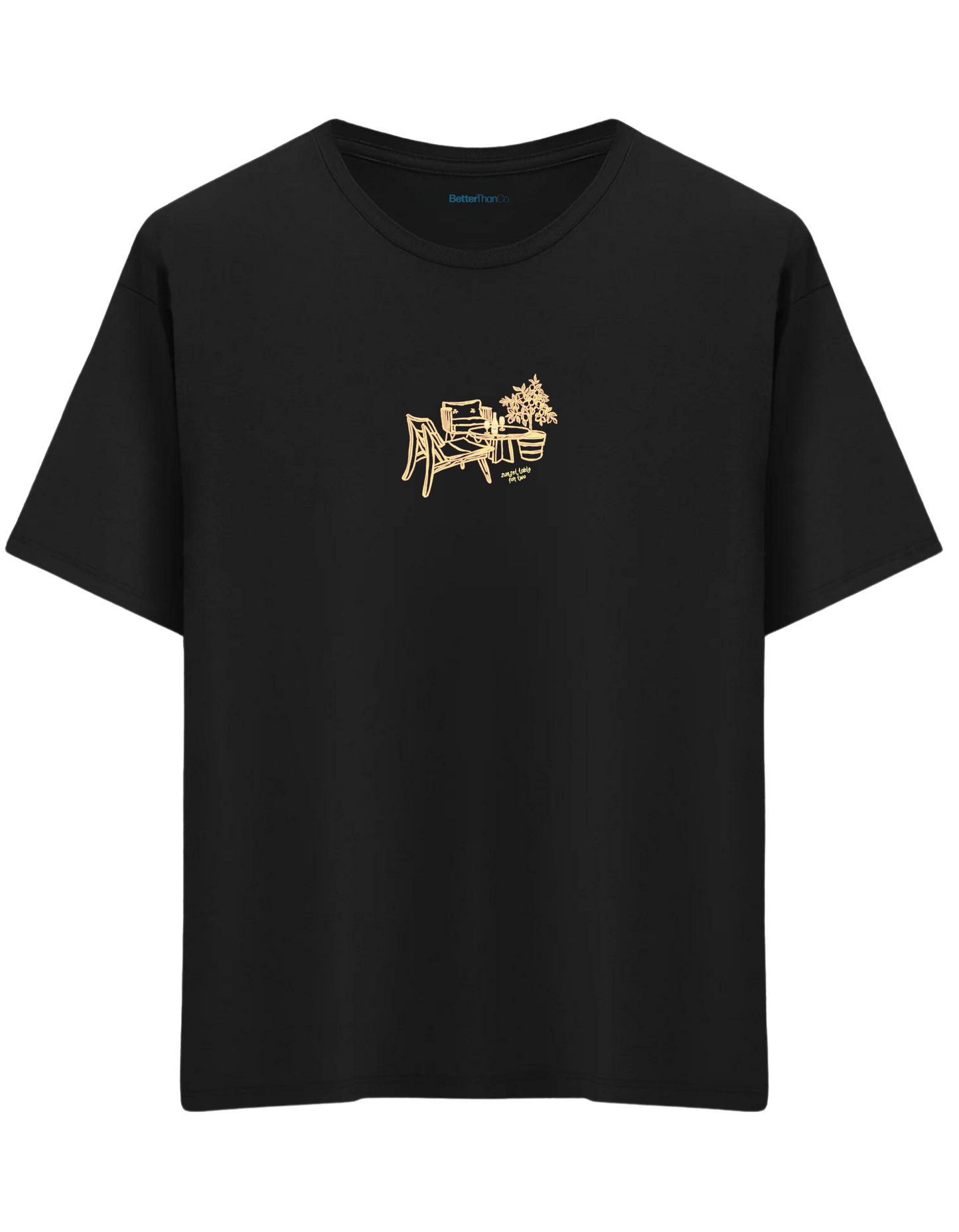 Summer Table Baskılı Bisiklet Yaka Oversize T-shirt