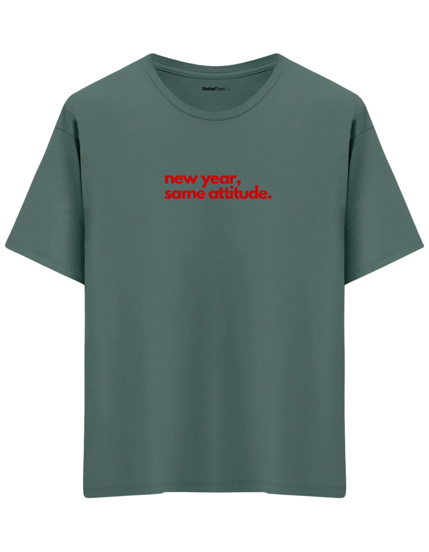 Happy New Year Baskılı Bisiklet Yaka Oversize T-shirt
