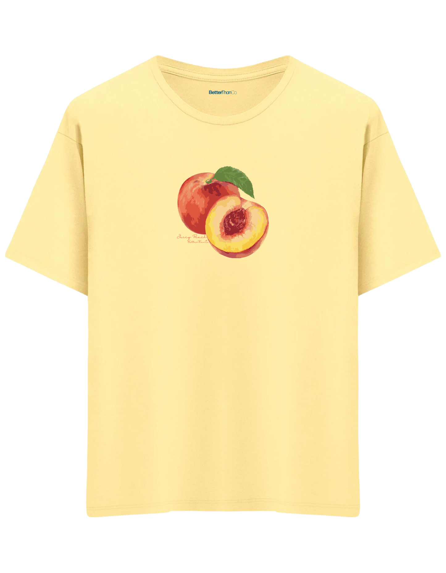 Peach Baskılı Bisiklet Yaka Oversize T-shirt