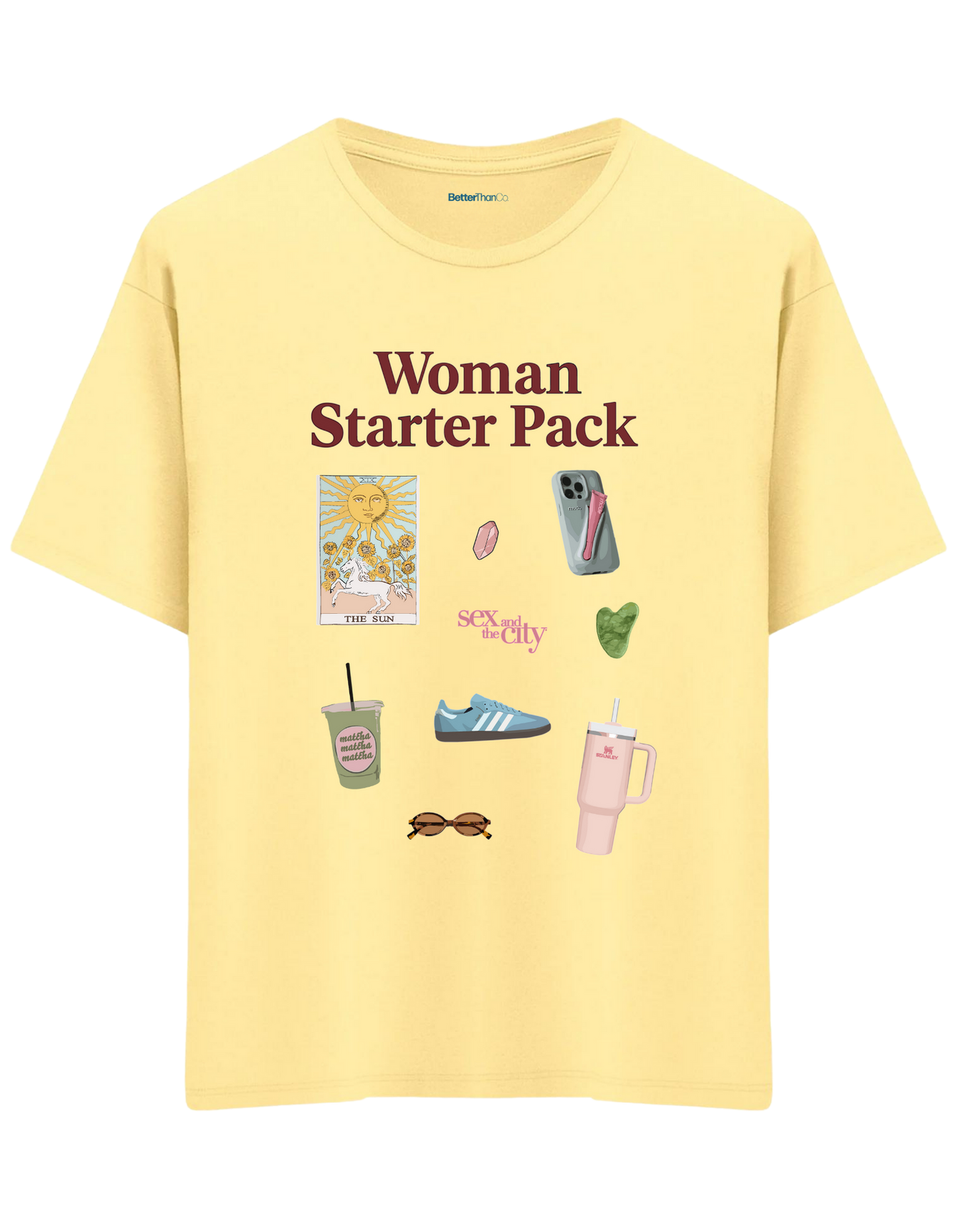 Woman Starter Pack Baskılı Bisiklet Yaka Oversize T-shirt