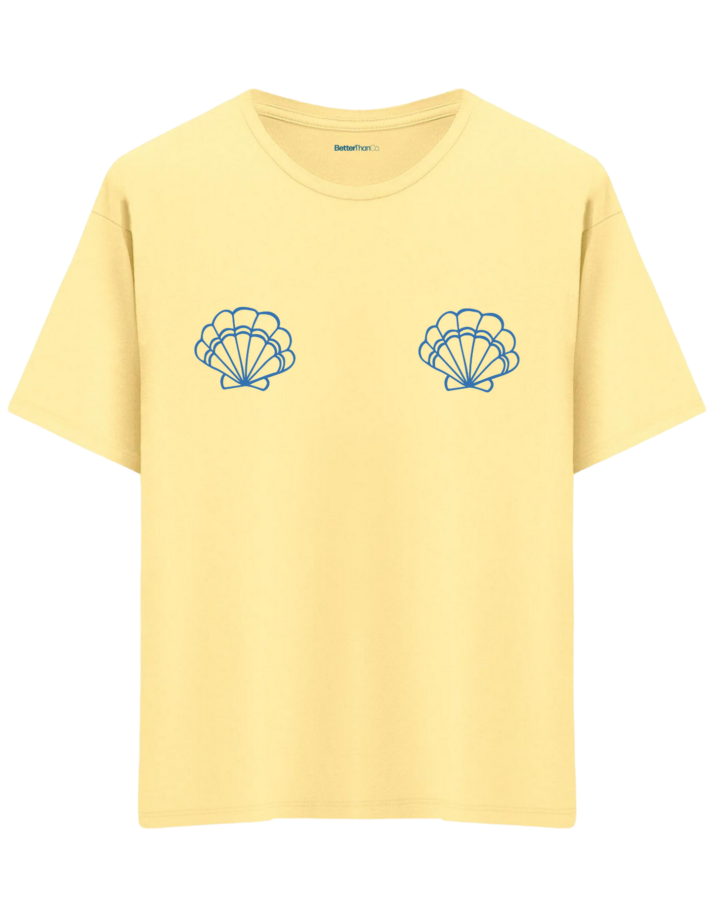 Shells Baskılı Bisiklet Yaka Oversize T-shirt