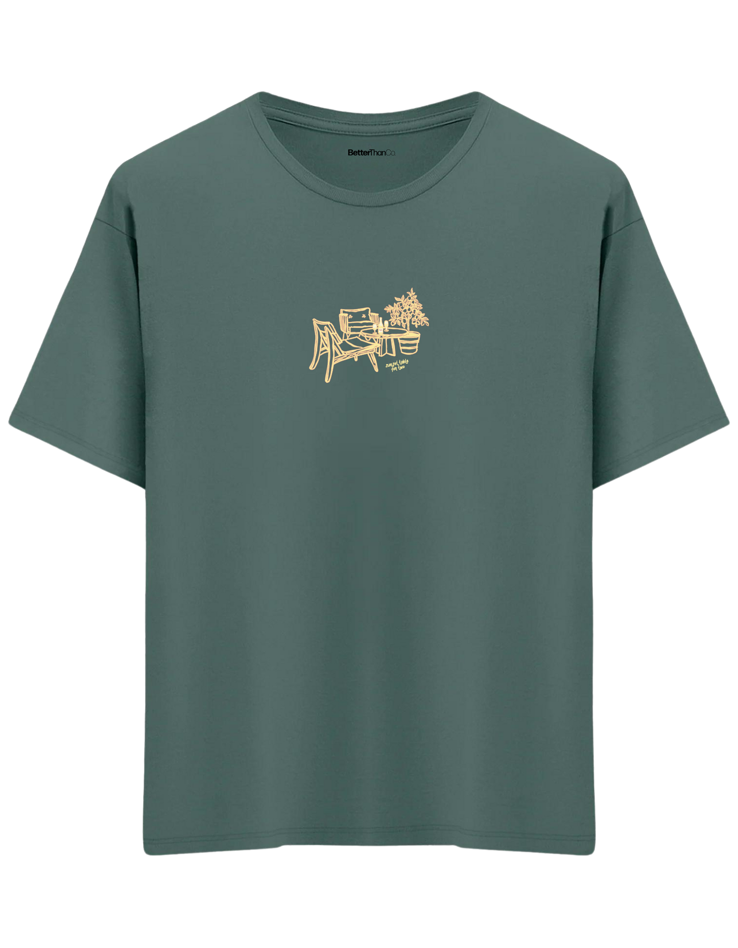 Summer Table Baskılı Bisiklet Yaka Oversize T-shirt