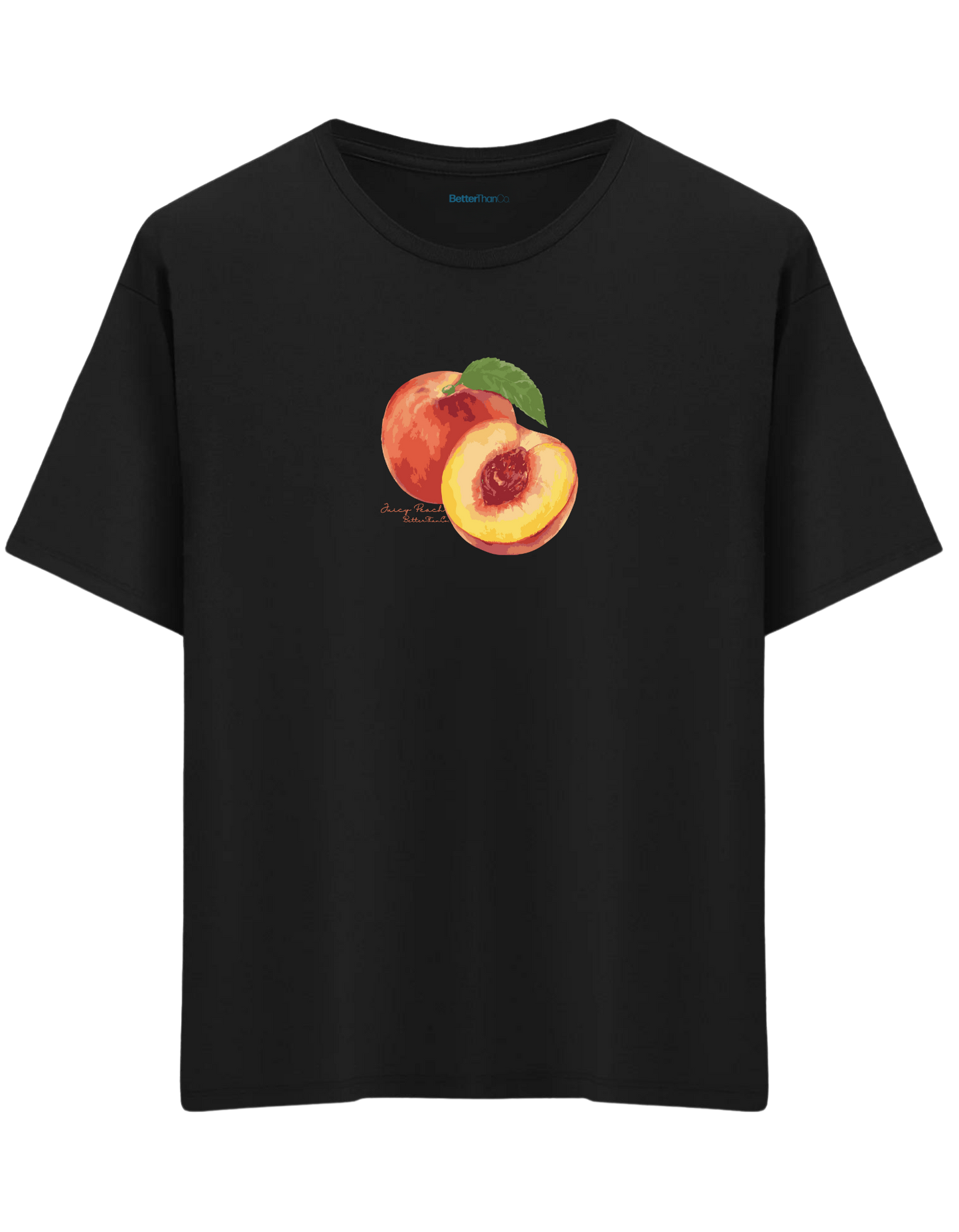 Peach Baskılı Bisiklet Yaka Oversize T-shirt