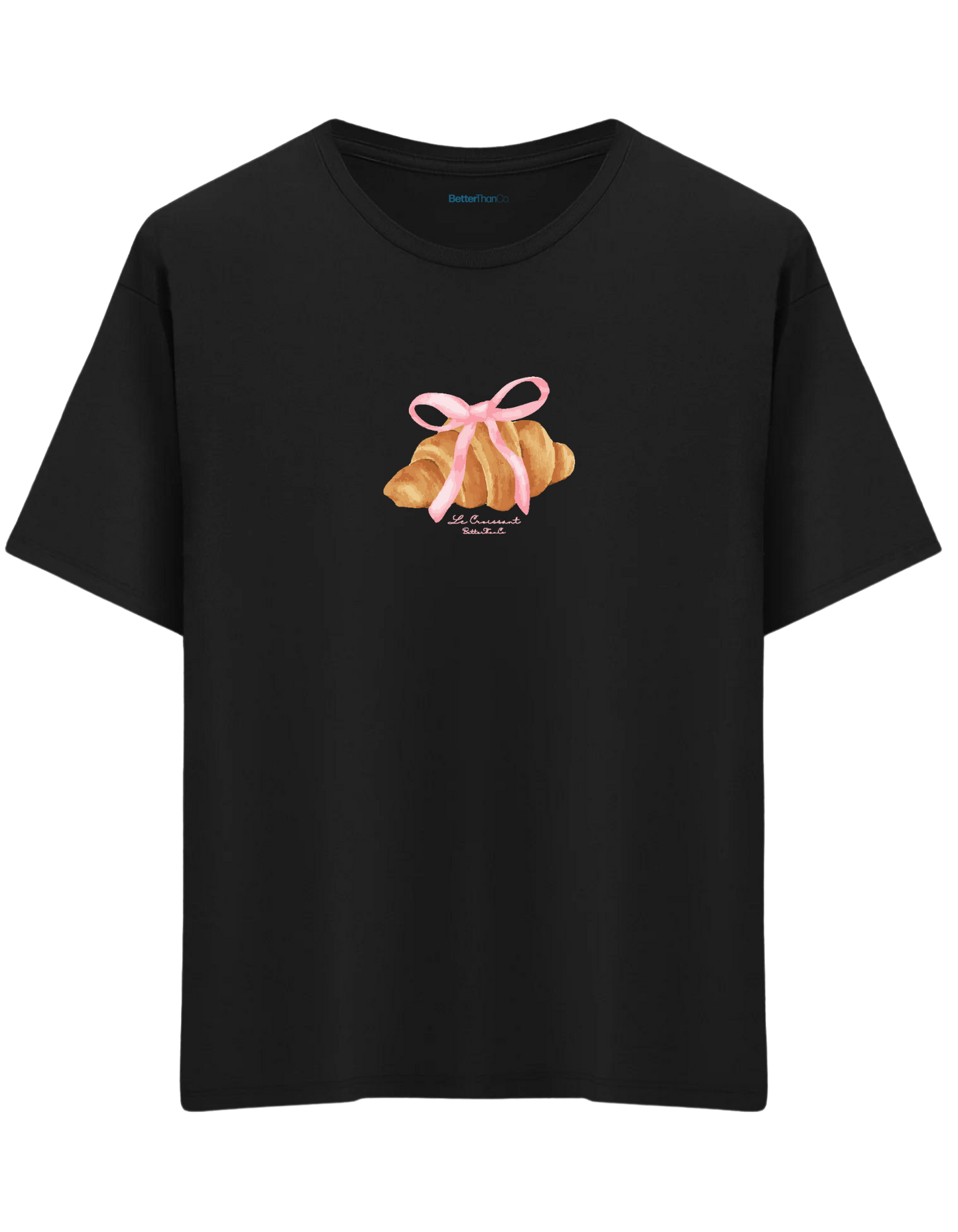 Kruvasan Baskılı Bisiklet Yaka Oversize T-shirt