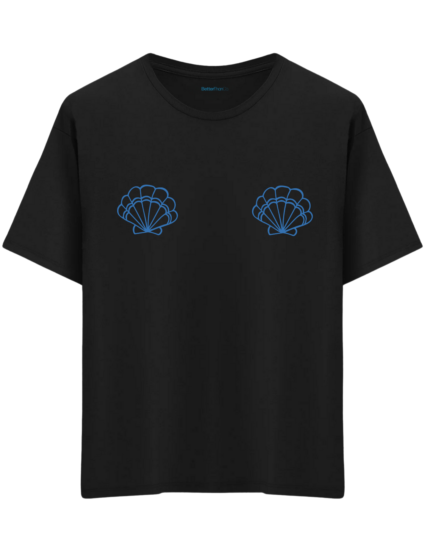 Shells Baskılı Bisiklet Yaka Oversize T-shirt