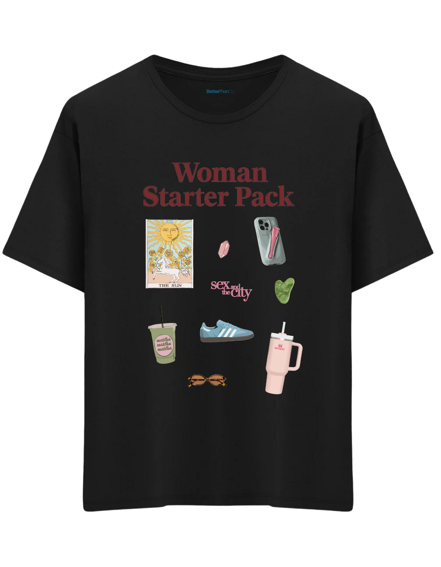 Woman Starter Pack Baskılı Bisiklet Yaka Oversize T-shirt