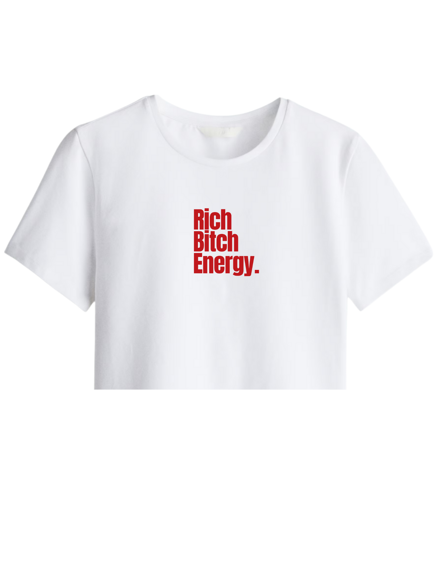 Rich Bitch Energy Baskılı Bisiklet Yaka Crop T-shirt