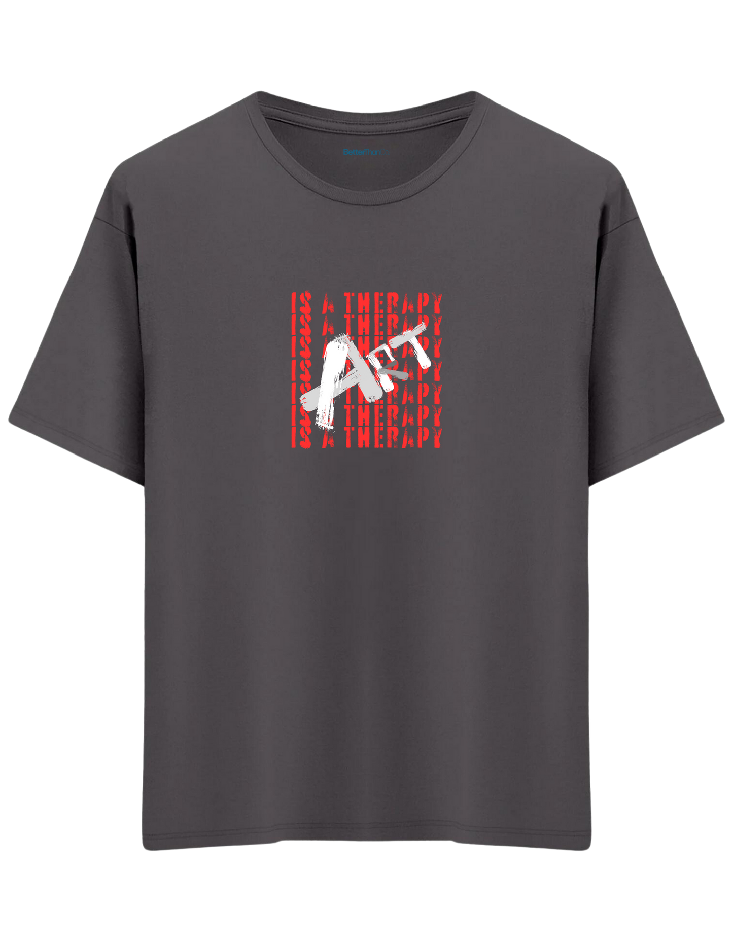 Art Is a Therapy Baskılı Bisiklet Yaka Oversize T-shirt