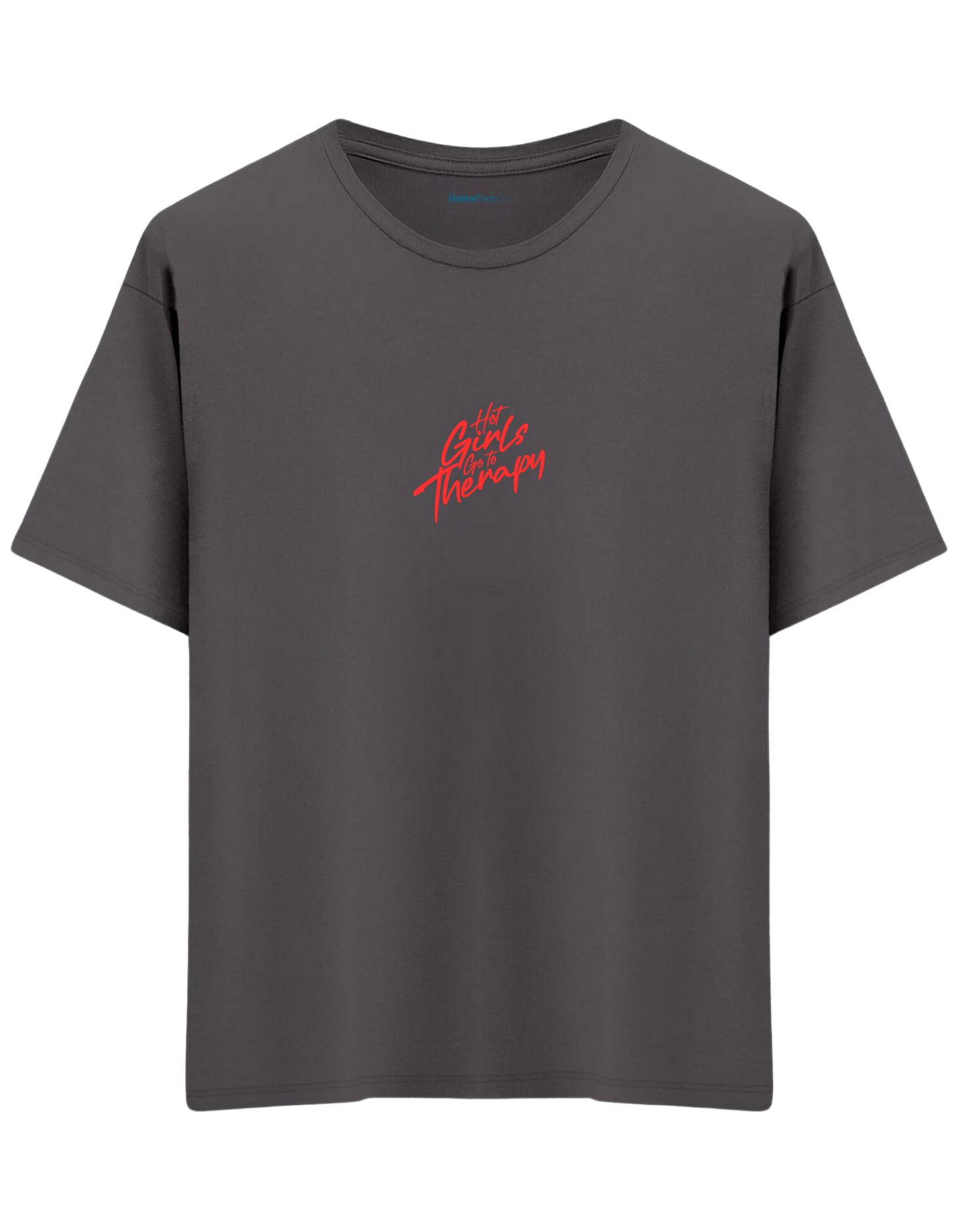 Therapy Baskılı Bisiklet Yaka Oversize T-shirt