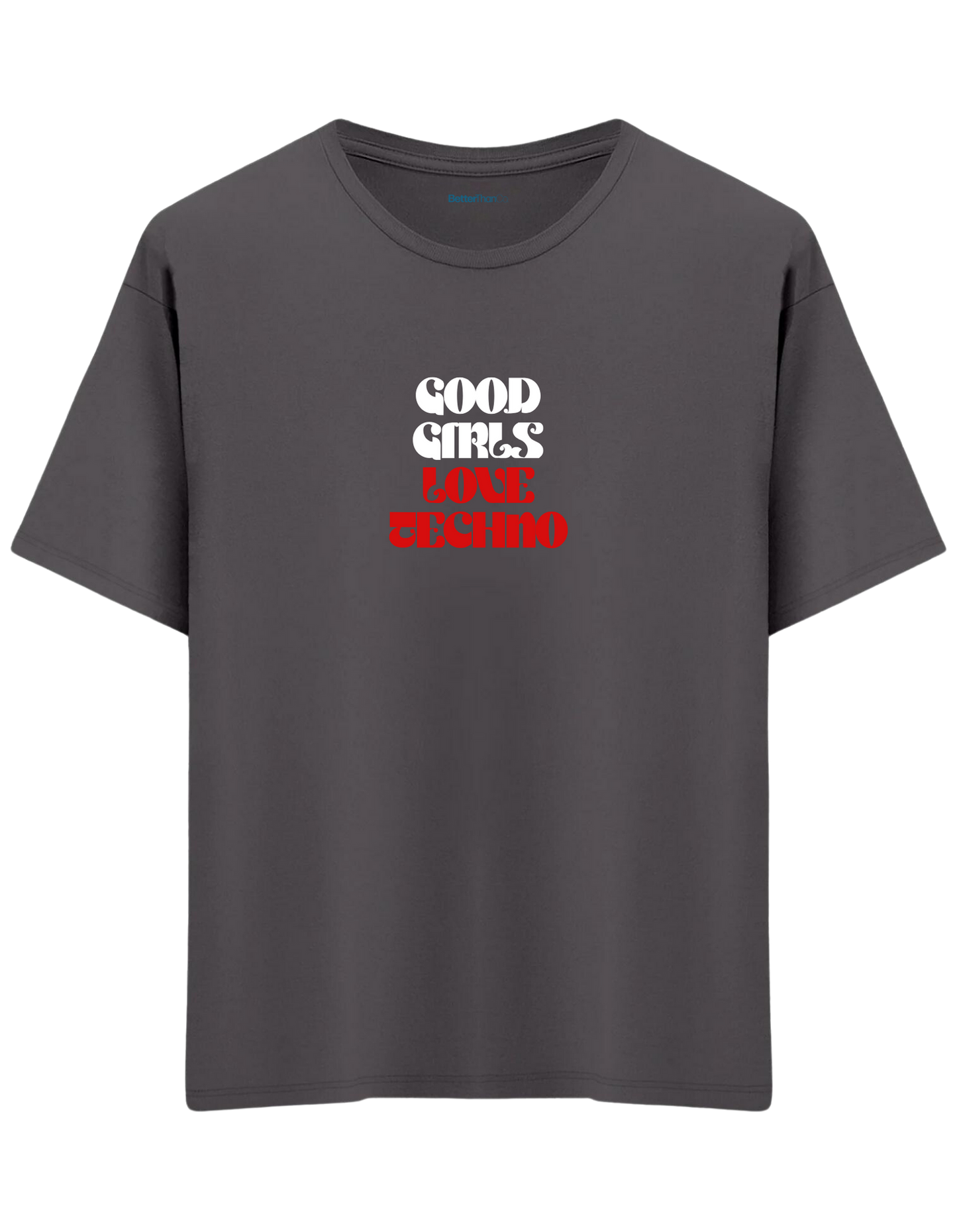 Techno Baskılı Bisiklet Yaka Oversize T-shirt