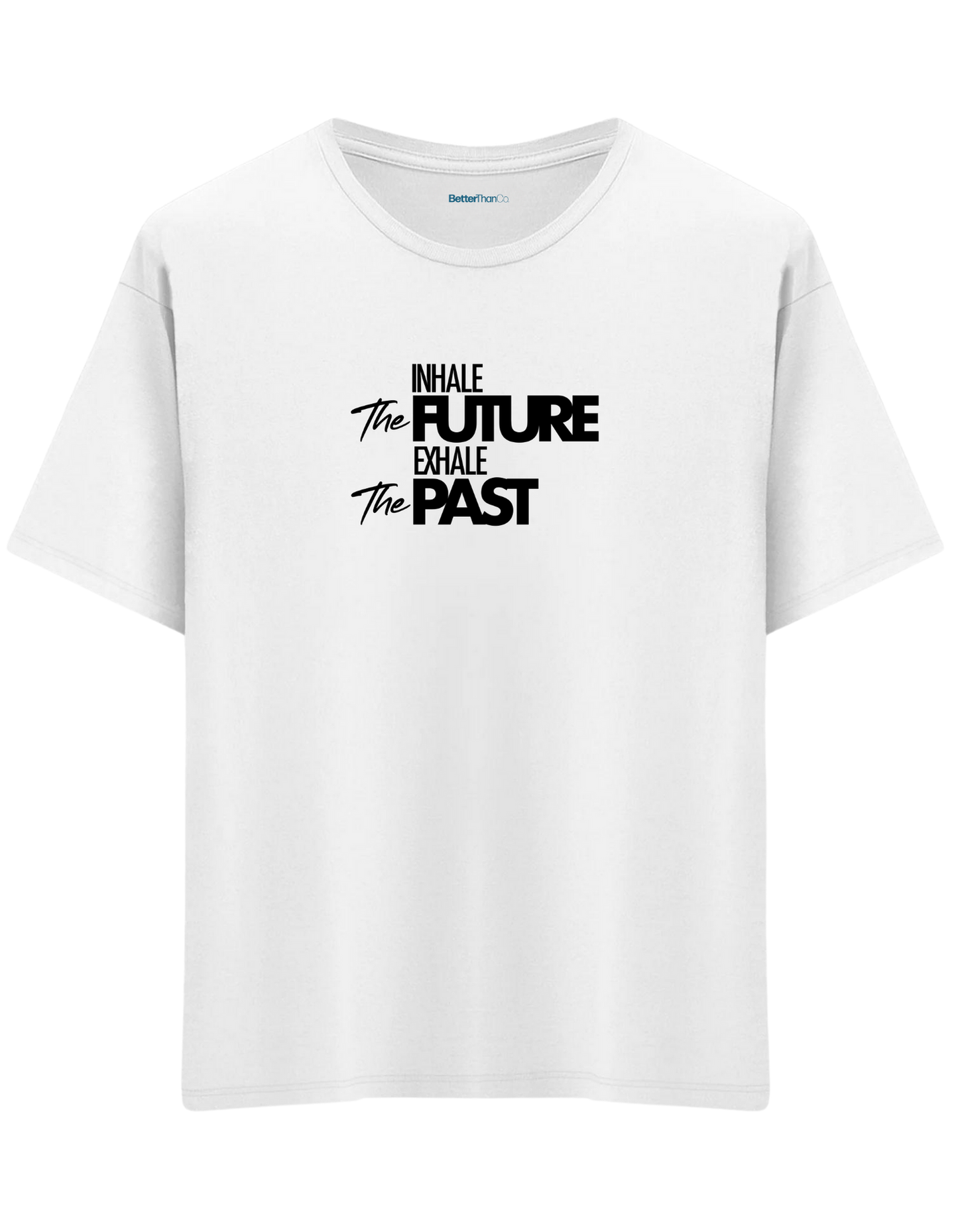 Inhale Exhale Baskılı Bisiklet Yaka Oversize T-shirt