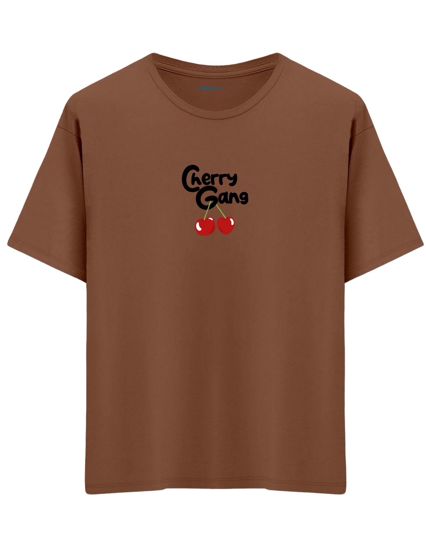Cherry Gang Baskılı Bisiklet Yaka Oversize T-shirt