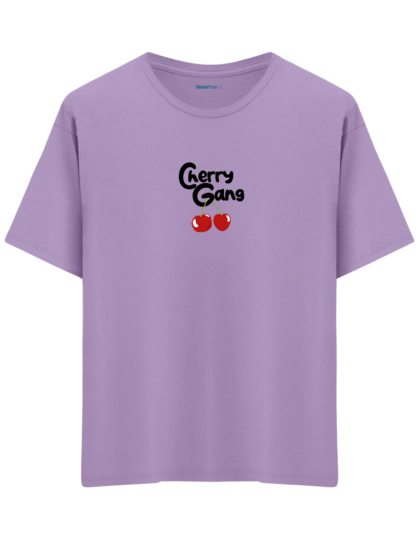 Cherry Gang Baskılı Bisiklet Yaka Oversize T-shirt
