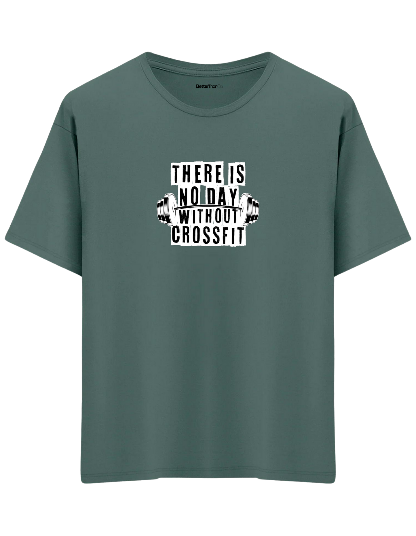Crossfit Baskılı Bisiklet Yaka Oversize T-shirt