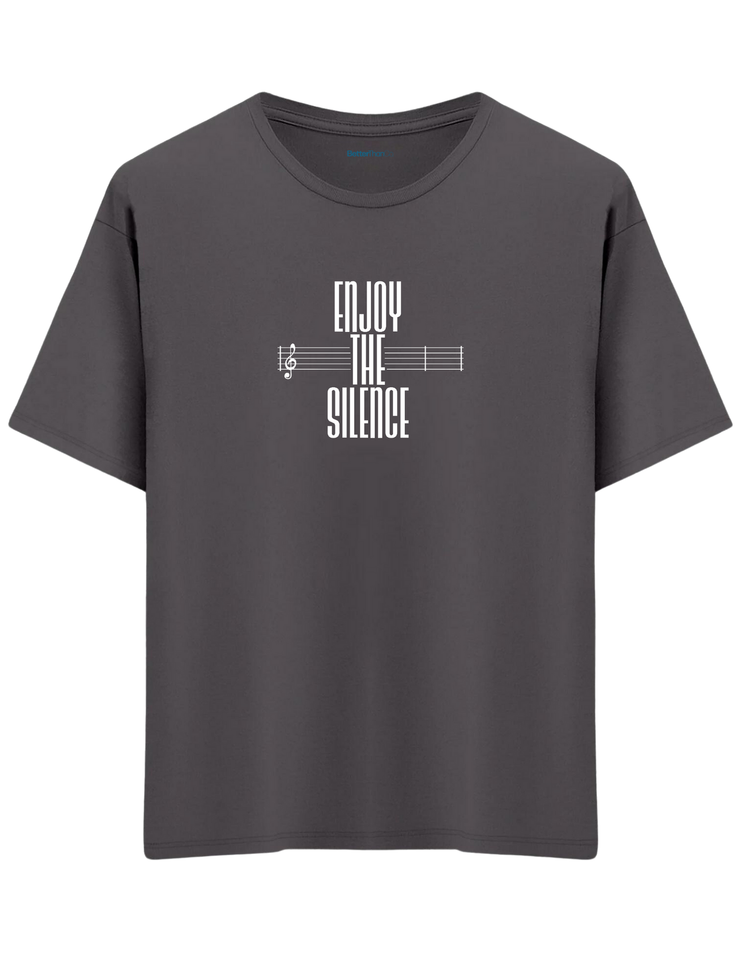 Enjoy The Silence Baskılı Bisiklet Yaka Oversize T-shirt