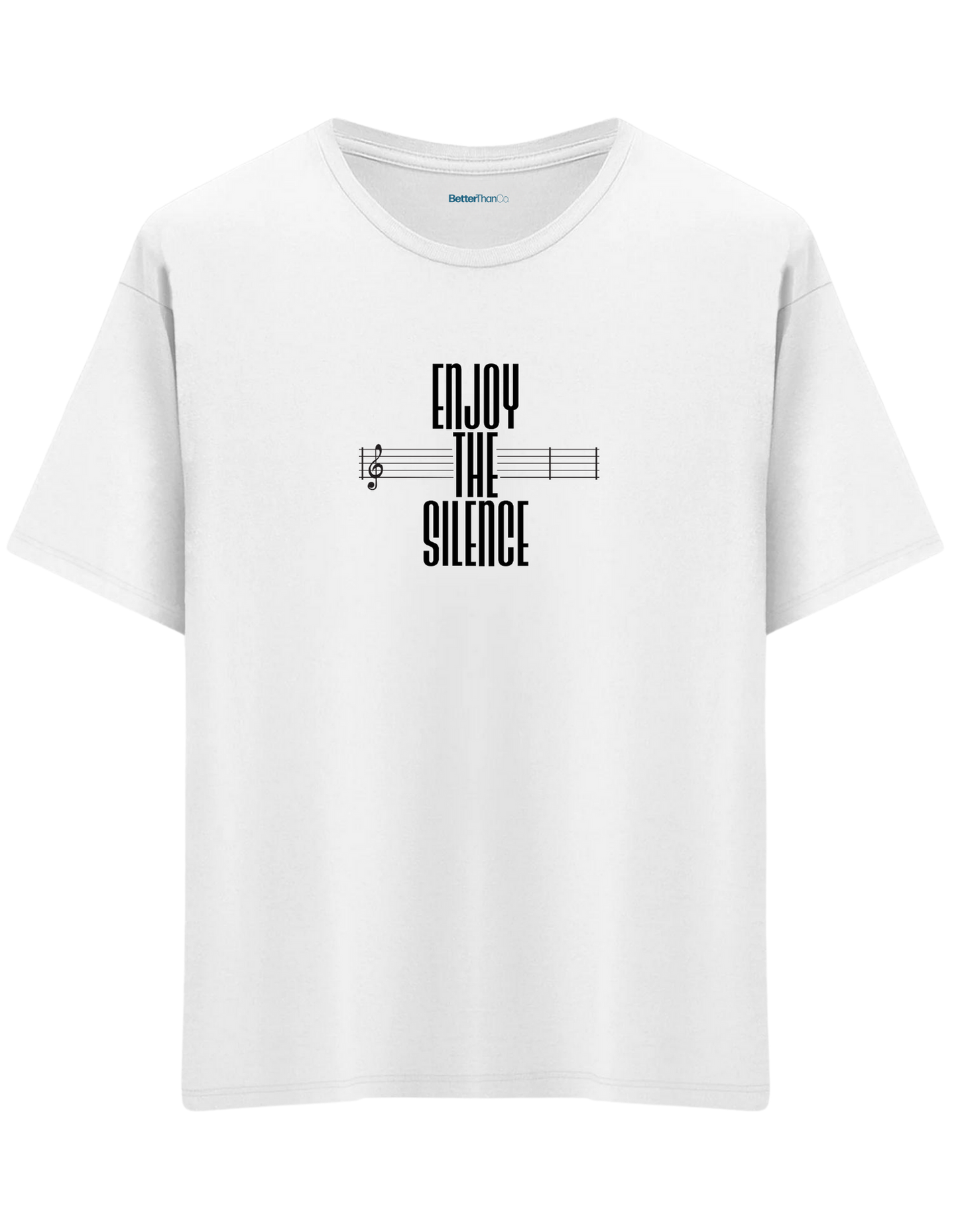 Enjoy The Silence Baskılı Bisiklet Yaka Oversize T-shirt