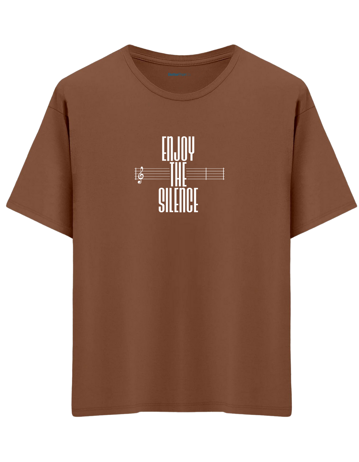 Enjoy The Silence Baskılı Bisiklet Yaka Oversize T-shirt