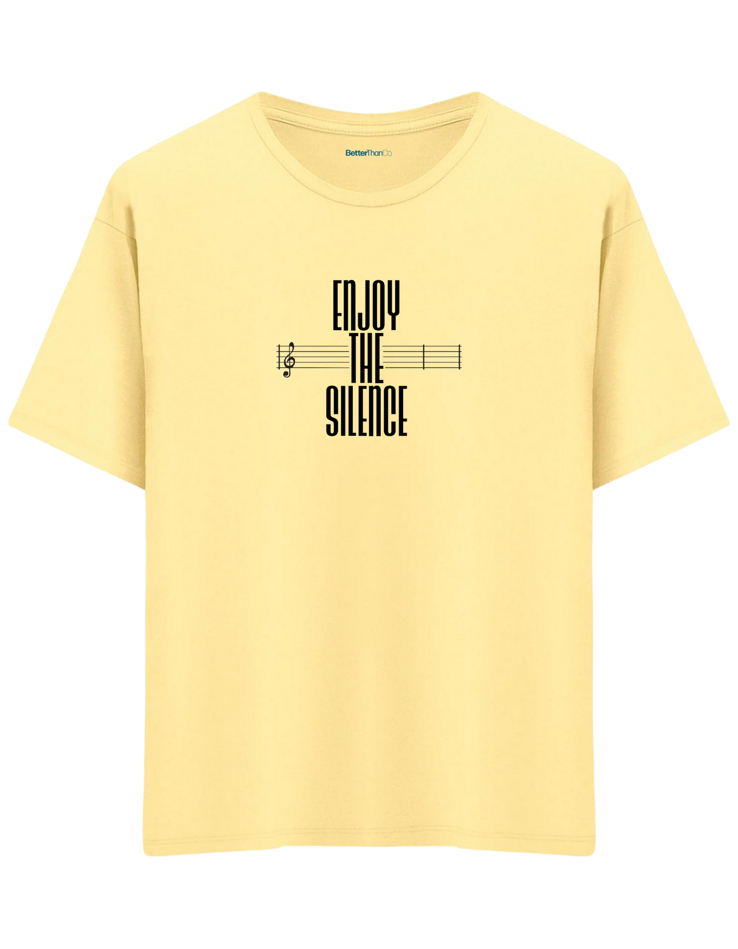 Enjoy The Silence Baskılı Bisiklet Yaka Oversize T-shirt