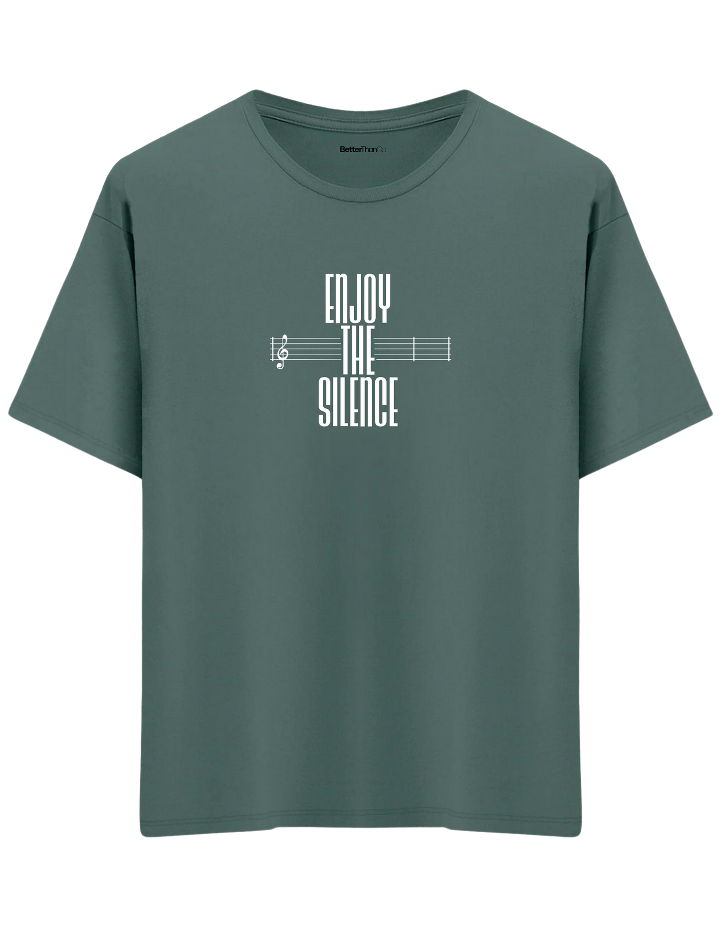 Enjoy The Silence Baskılı Bisiklet Yaka Oversize T-shirt