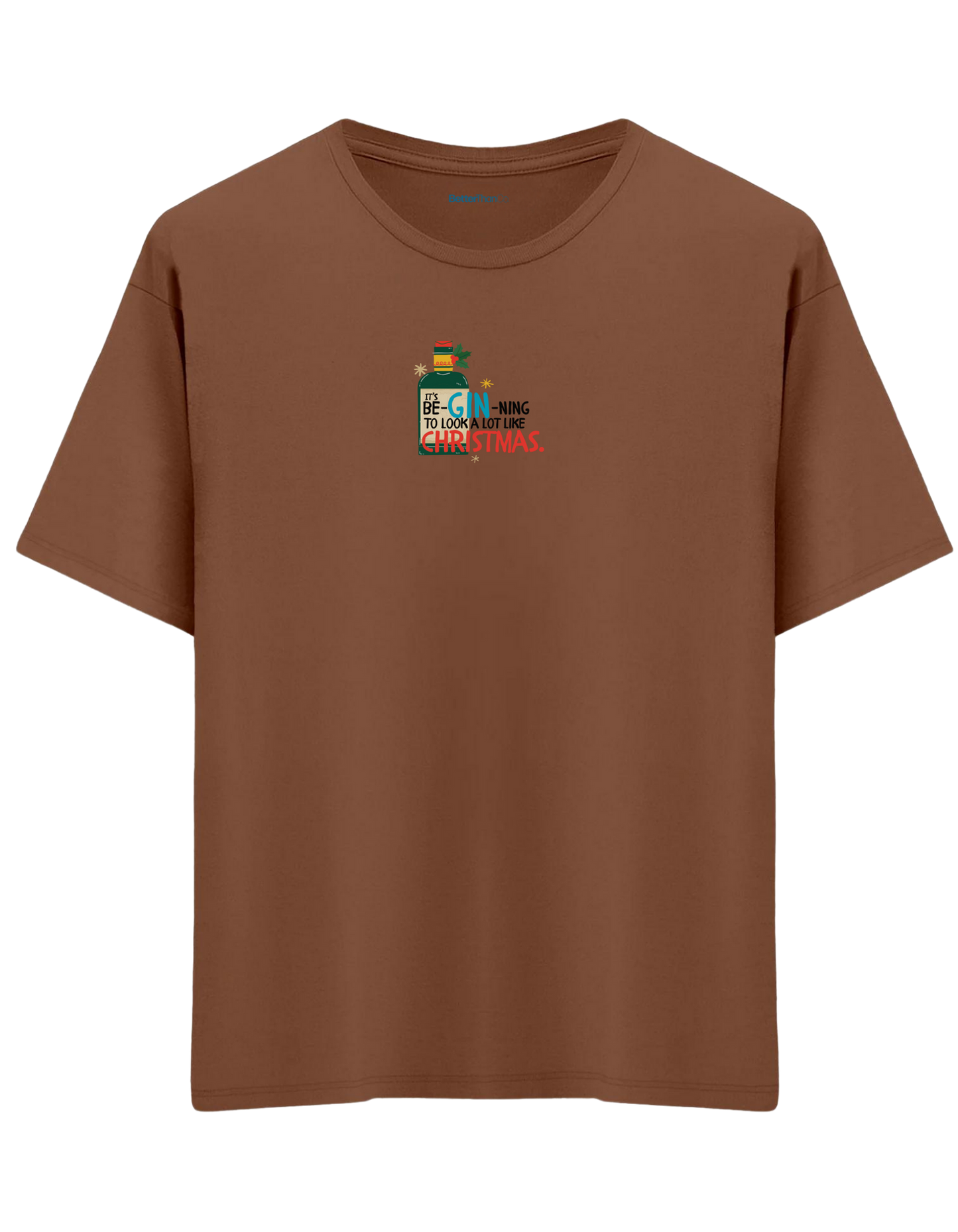 GIN-NING Baskılı Bisiklet Yaka Oversize T-shirt