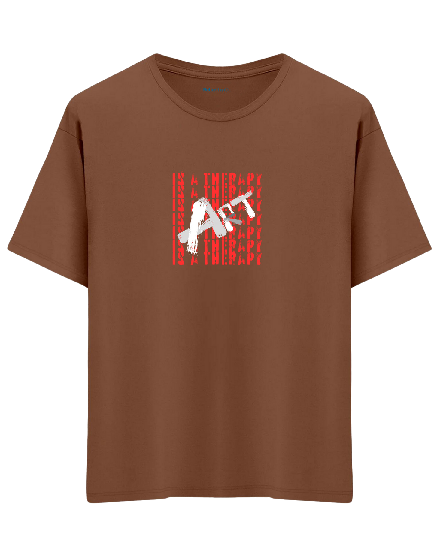 Art Is a Therapy Baskılı Bisiklet Yaka Oversize T-shirt