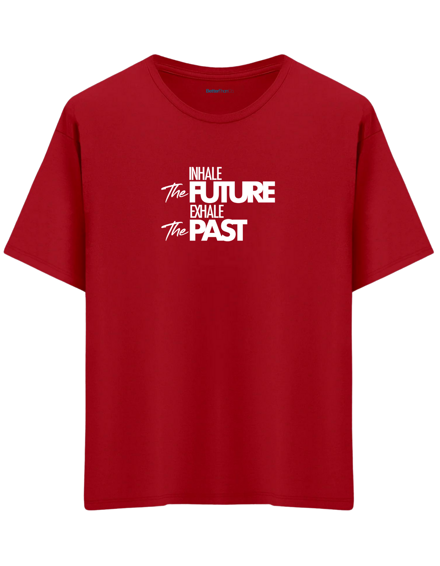 Inhale Exhale Baskılı Bisiklet Yaka Oversize T-shirt