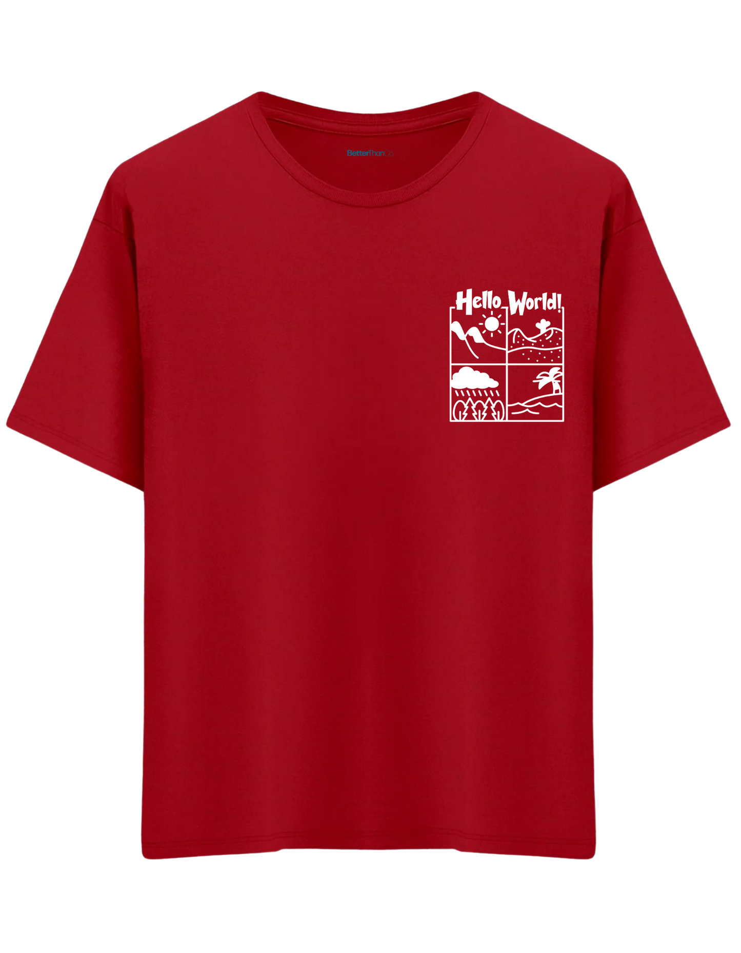 Hello World Baskılı Bisiklet Yaka Oversize T-shirt