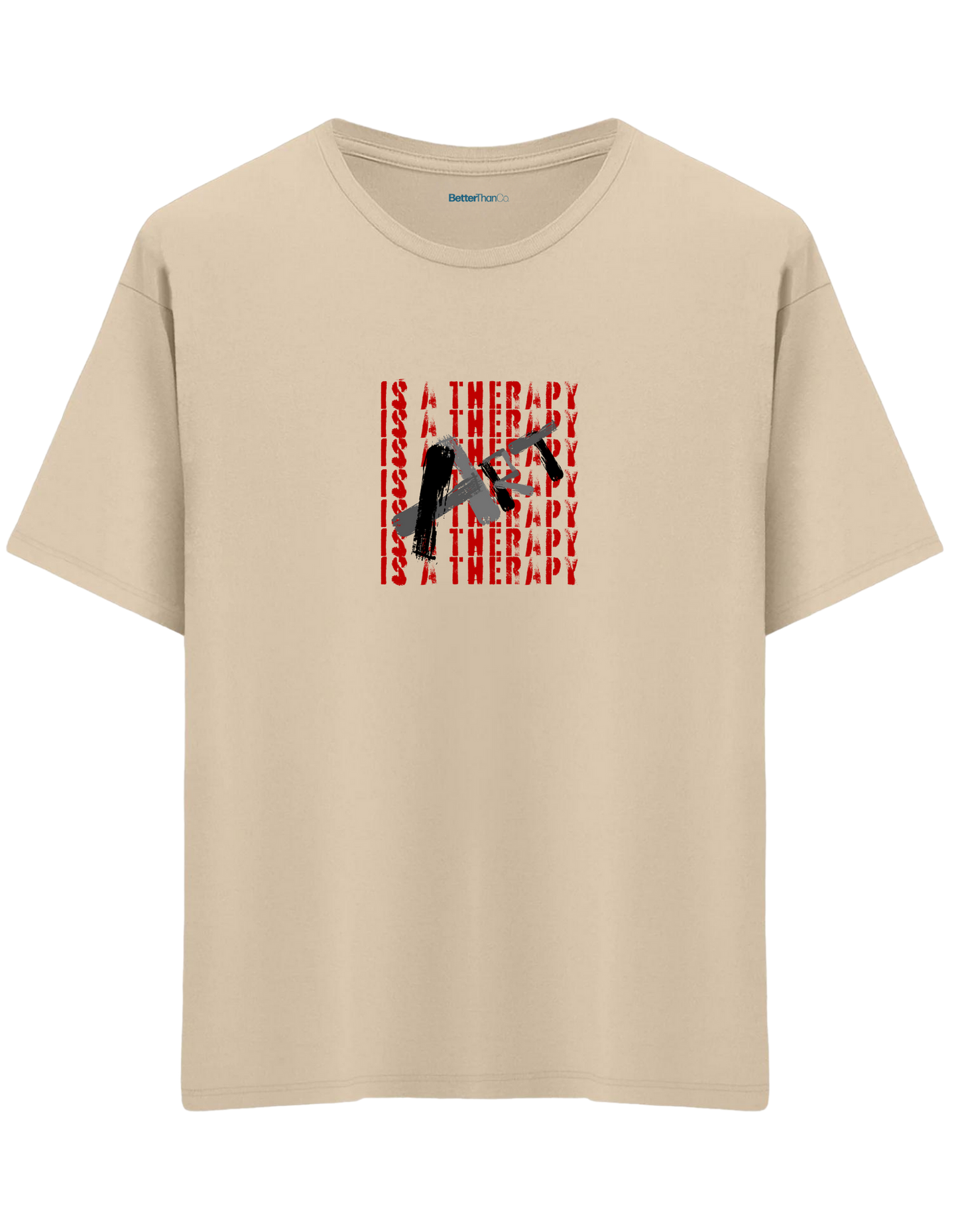 Art Is a Therapy Baskılı Bisiklet Yaka Oversize T-shirt