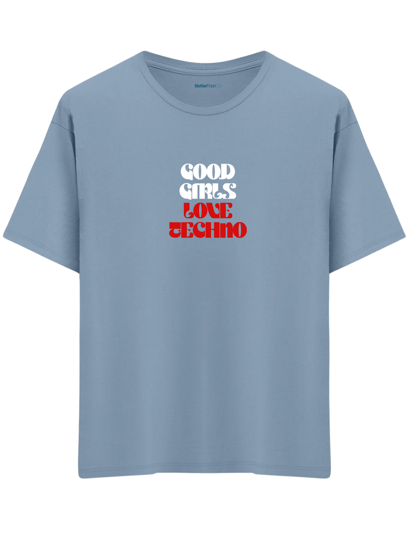 Techno Baskılı Bisiklet Yaka Oversize T-shirt