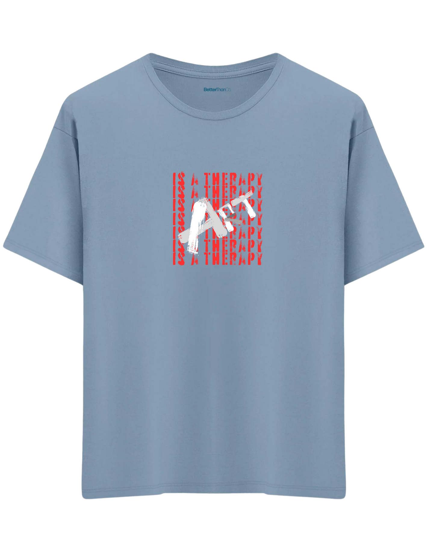 Art Is a Therapy Baskılı Bisiklet Yaka Oversize T-shirt