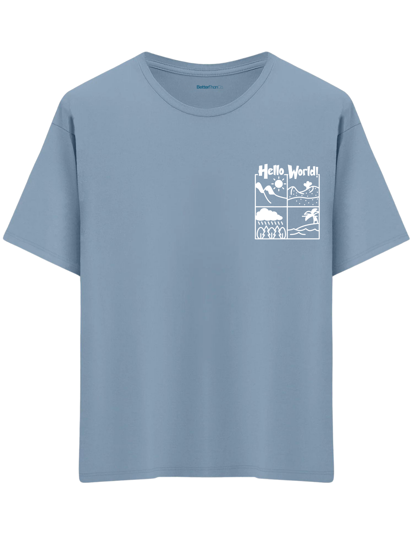 Hello World Baskılı Bisiklet Yaka Oversize T-shirt