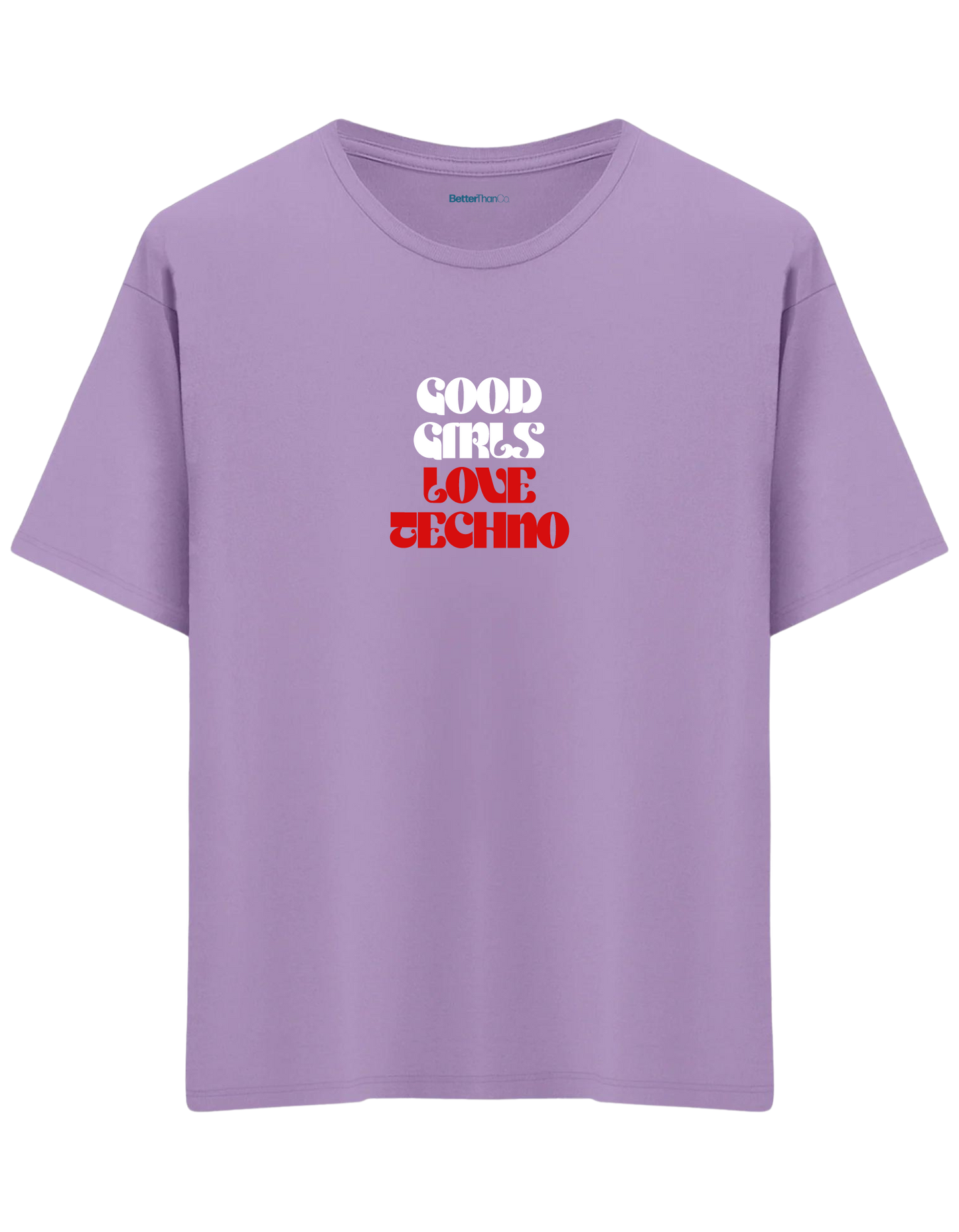 Techno Baskılı Bisiklet Yaka Oversize T-shirt