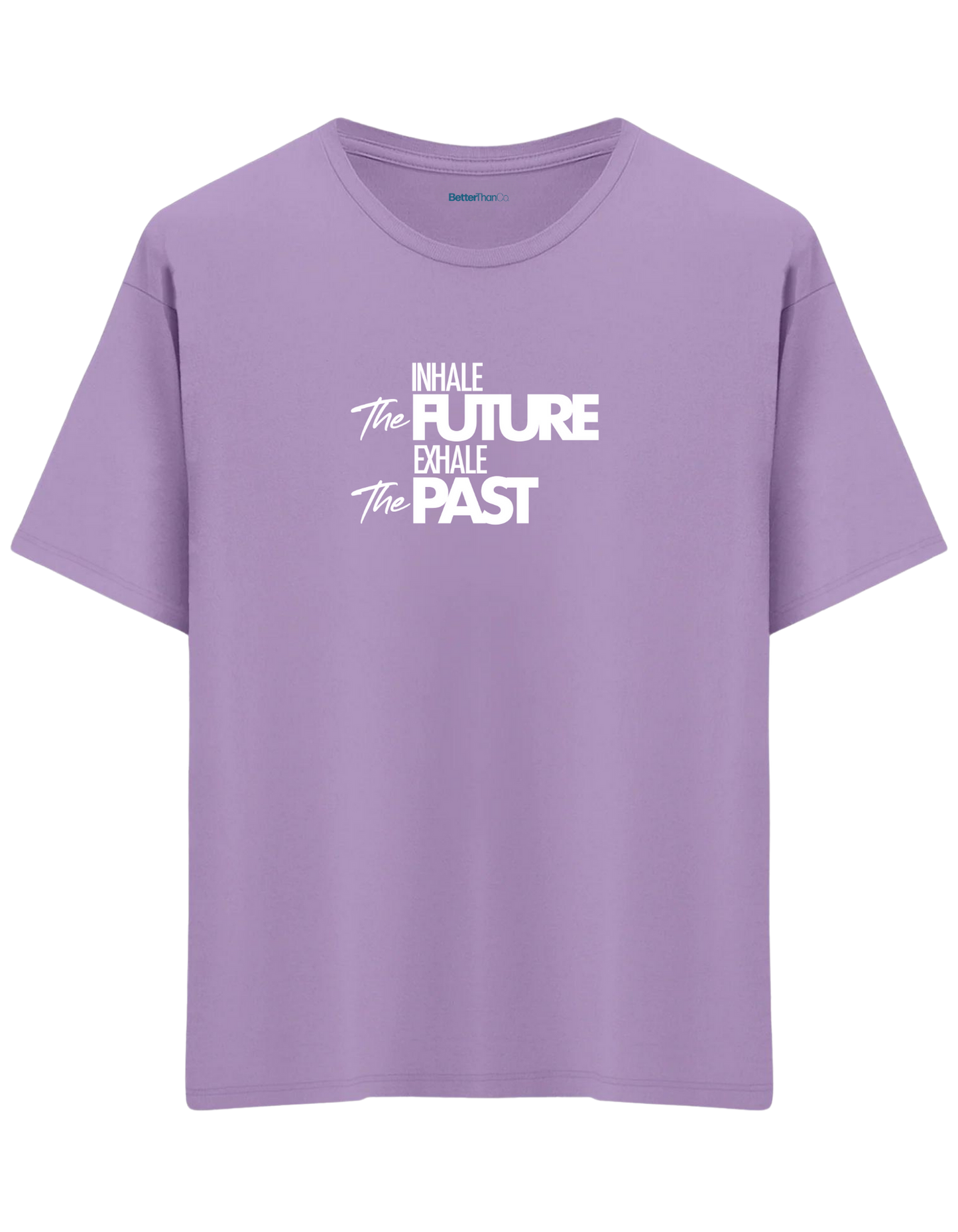 Inhale Exhale Baskılı Bisiklet Yaka Oversize T-shirt