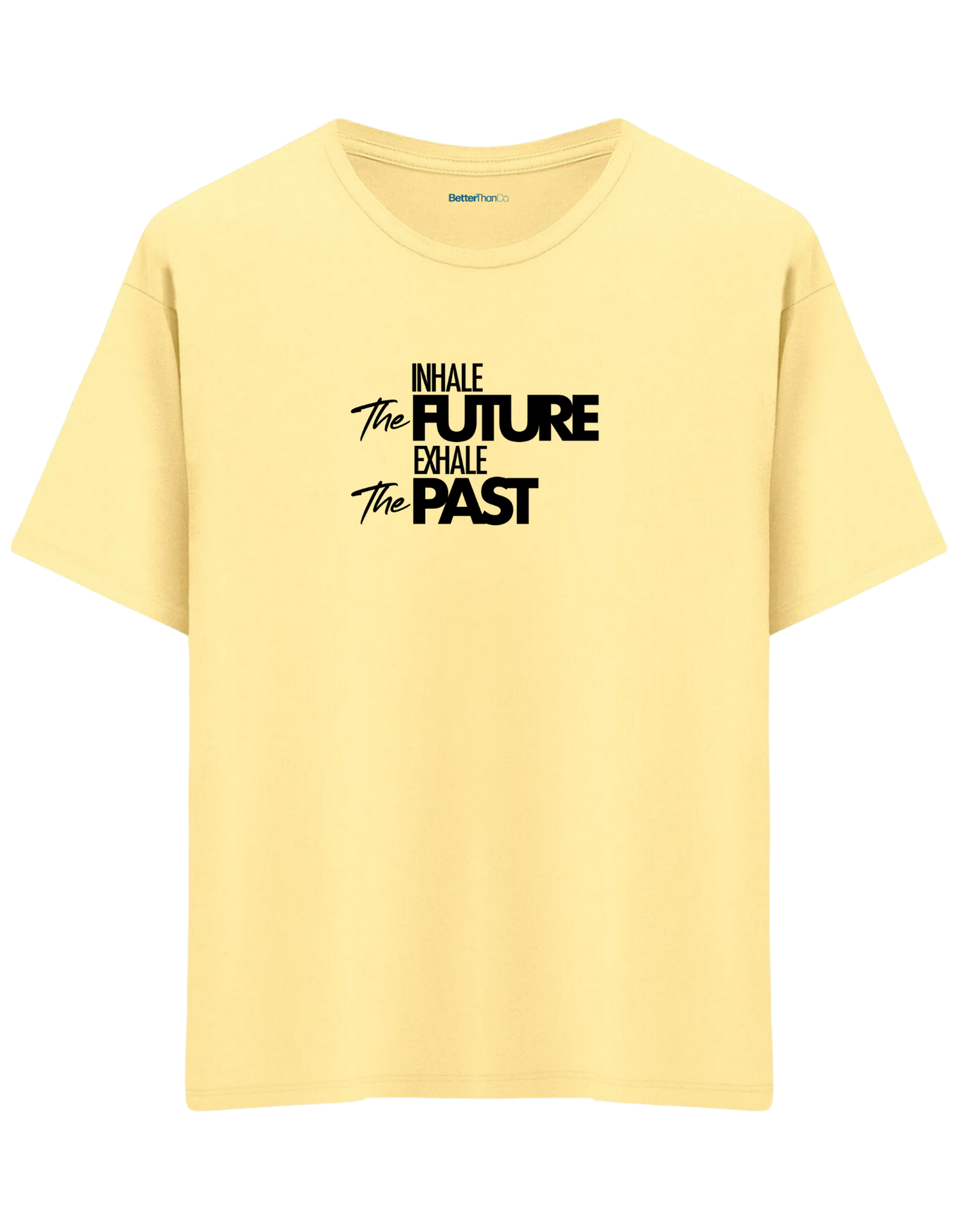 Inhale Exhale Baskılı Bisiklet Yaka Oversize T-shirt