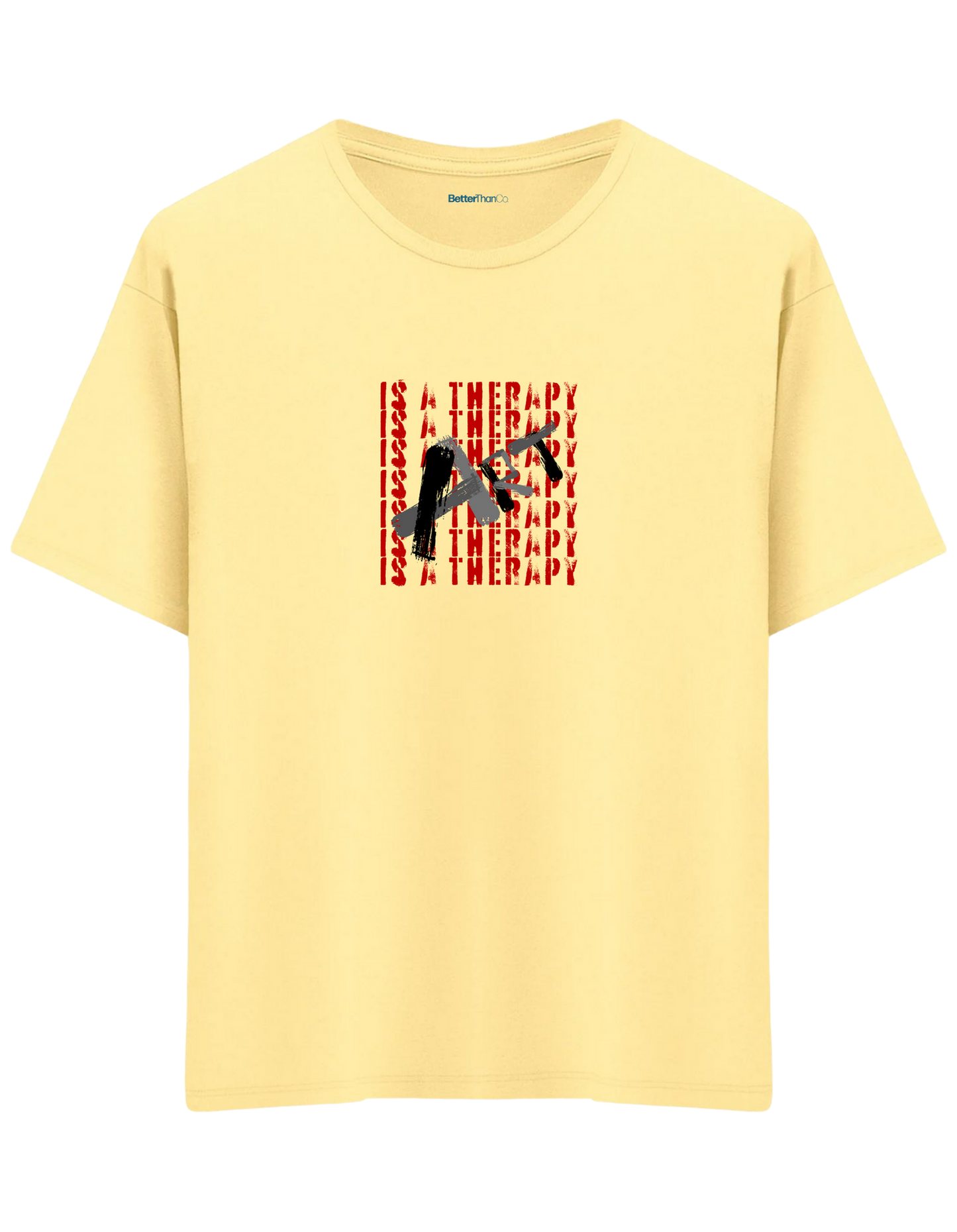 Art Is a Therapy Baskılı Bisiklet Yaka Oversize T-shirt
