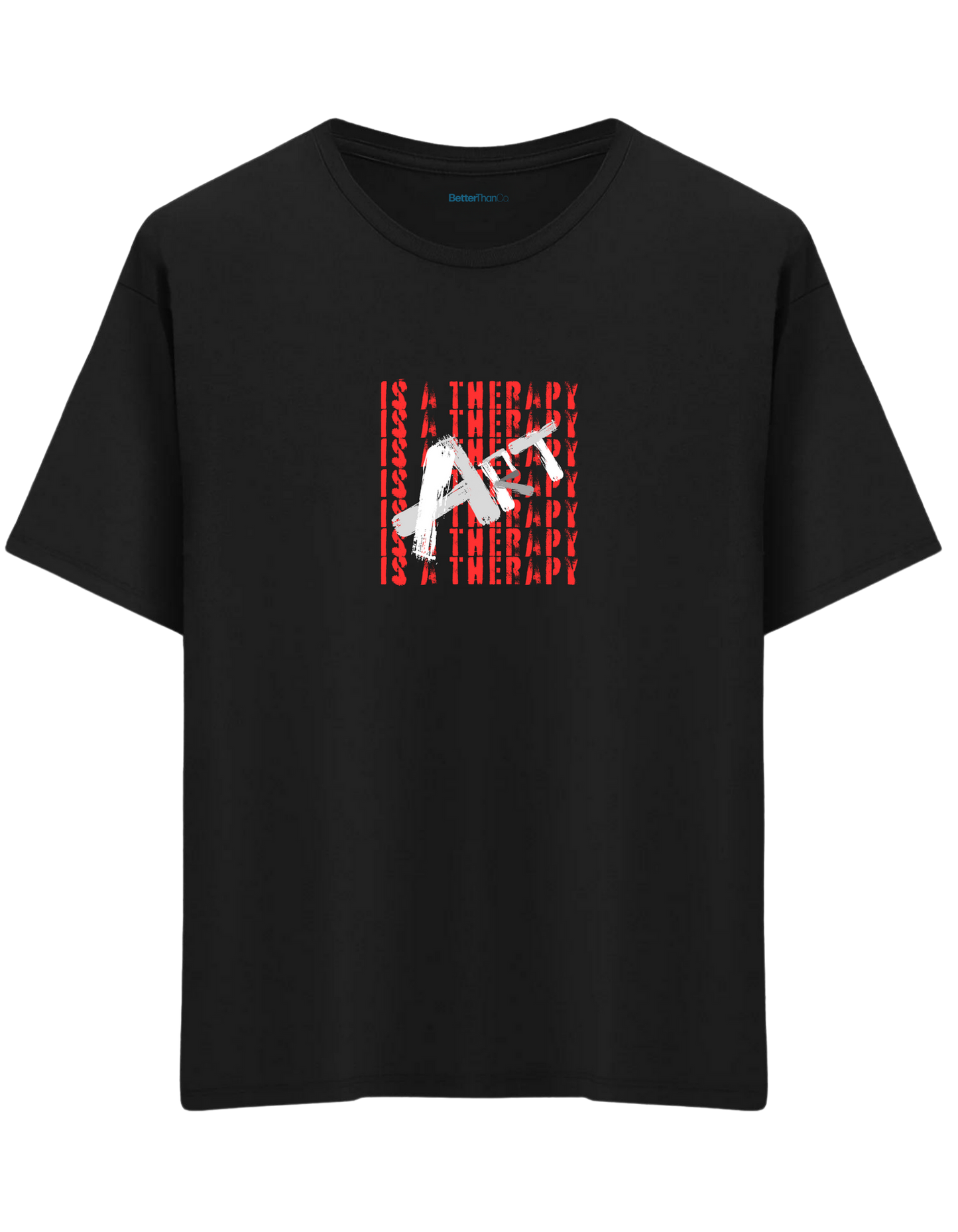 Art Is a Therapy Baskılı Bisiklet Yaka Oversize T-shirt