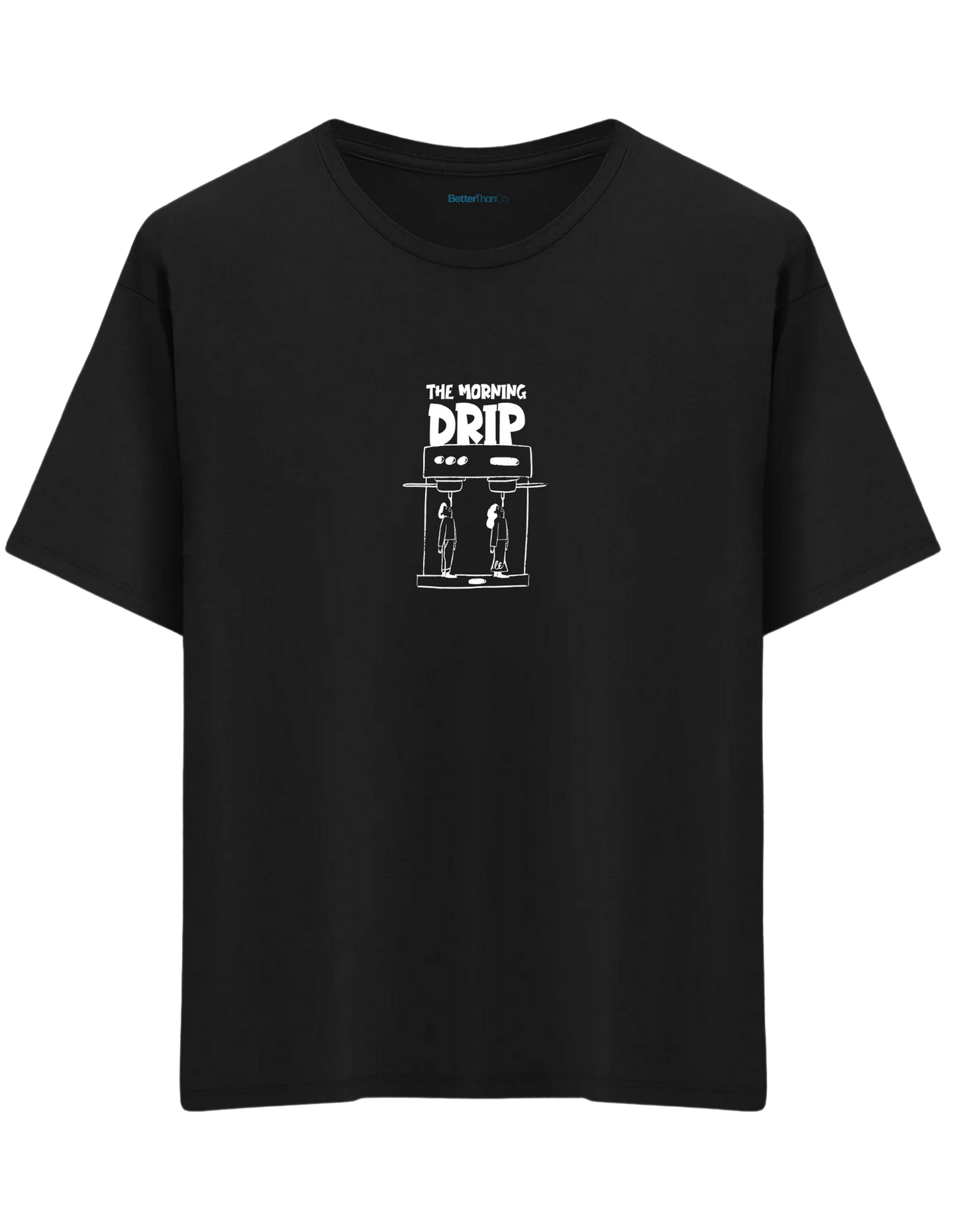 Morning Drip Baskılı Bisiklet Yaka Oversize T-shirt