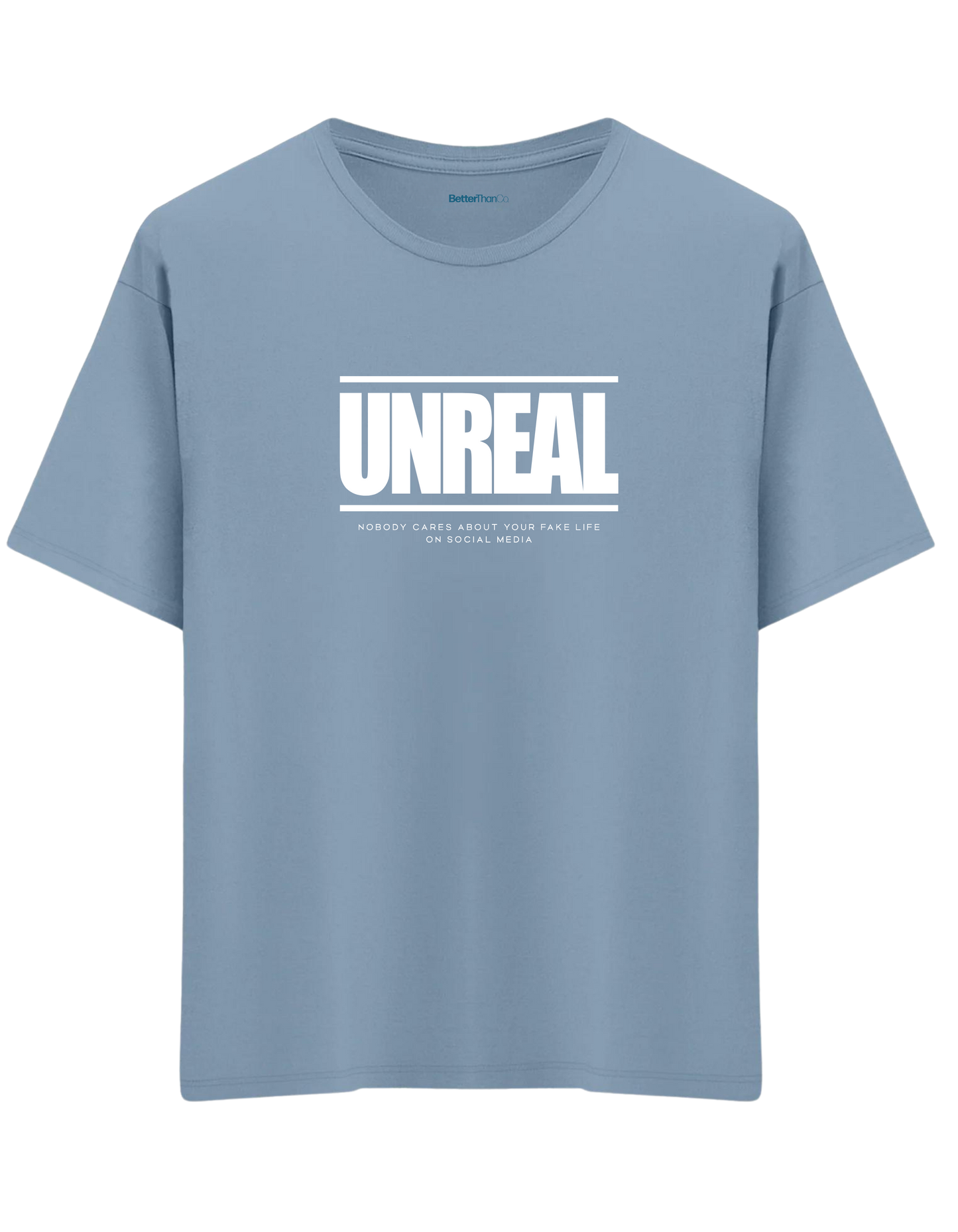 Unreal Baskılı Bisiklet Yaka Oversize T-shirt